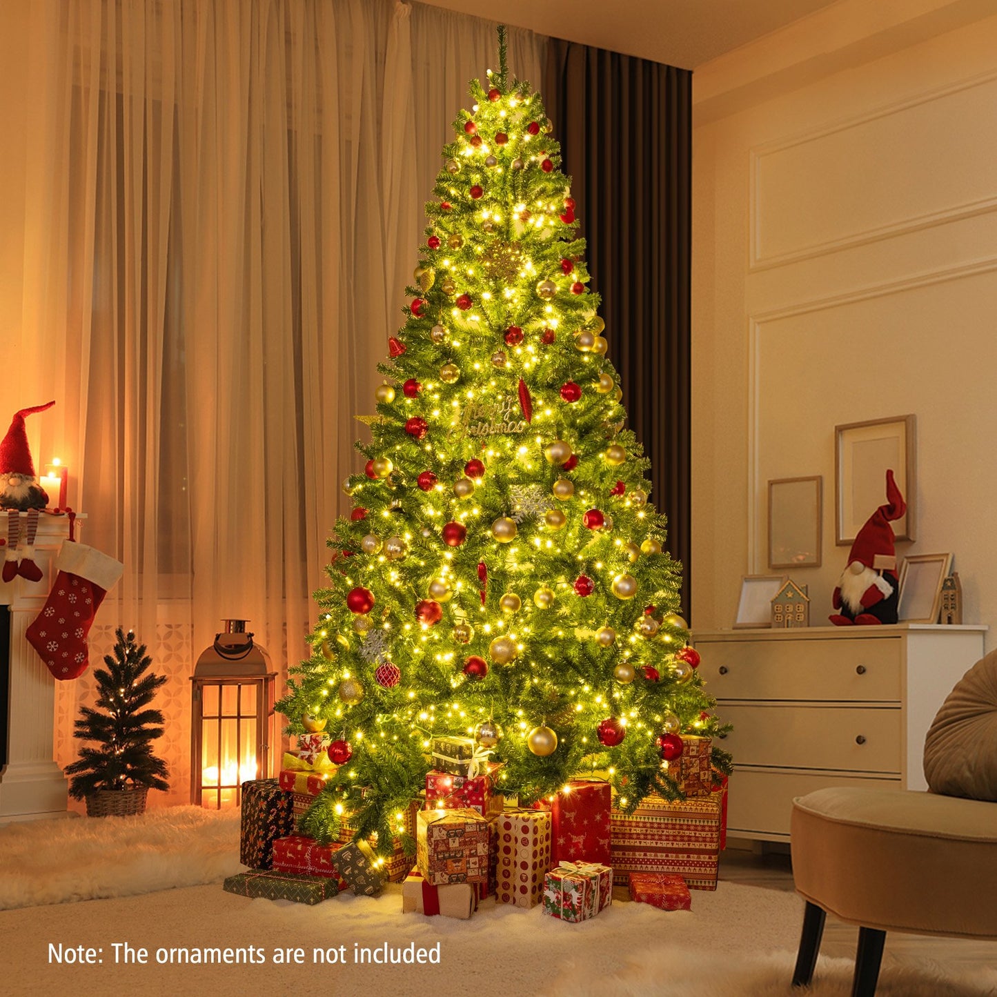 6/7/8 FT Pre-Lit Artificial Christmas Tree with Remote Control and LED Lights-7ft