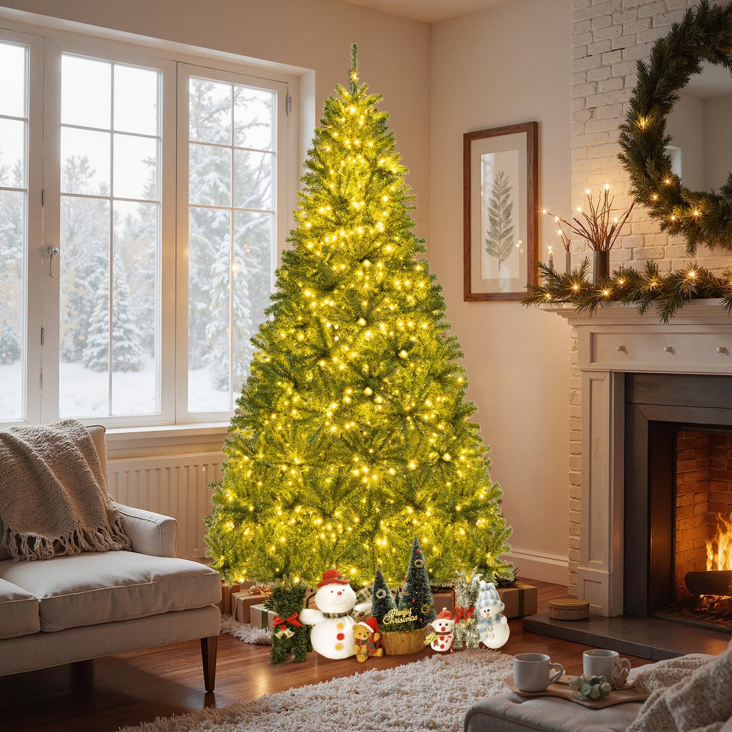 6/7/8 FT Pre-Lit Artificial Christmas Tree with Remote Control and LED Lights-7ft