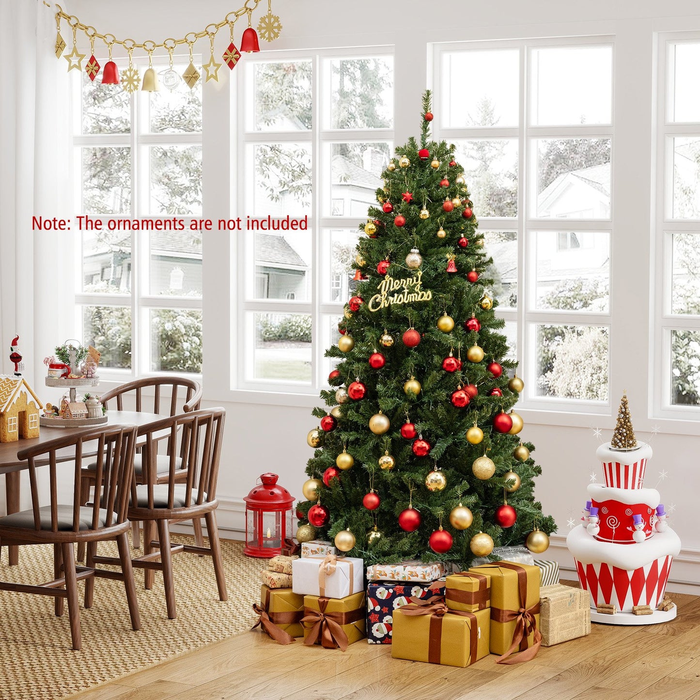 6/7/8 FT Pre-Lit Artificial Christmas Tree with Remote Control and LED Lights-7ft