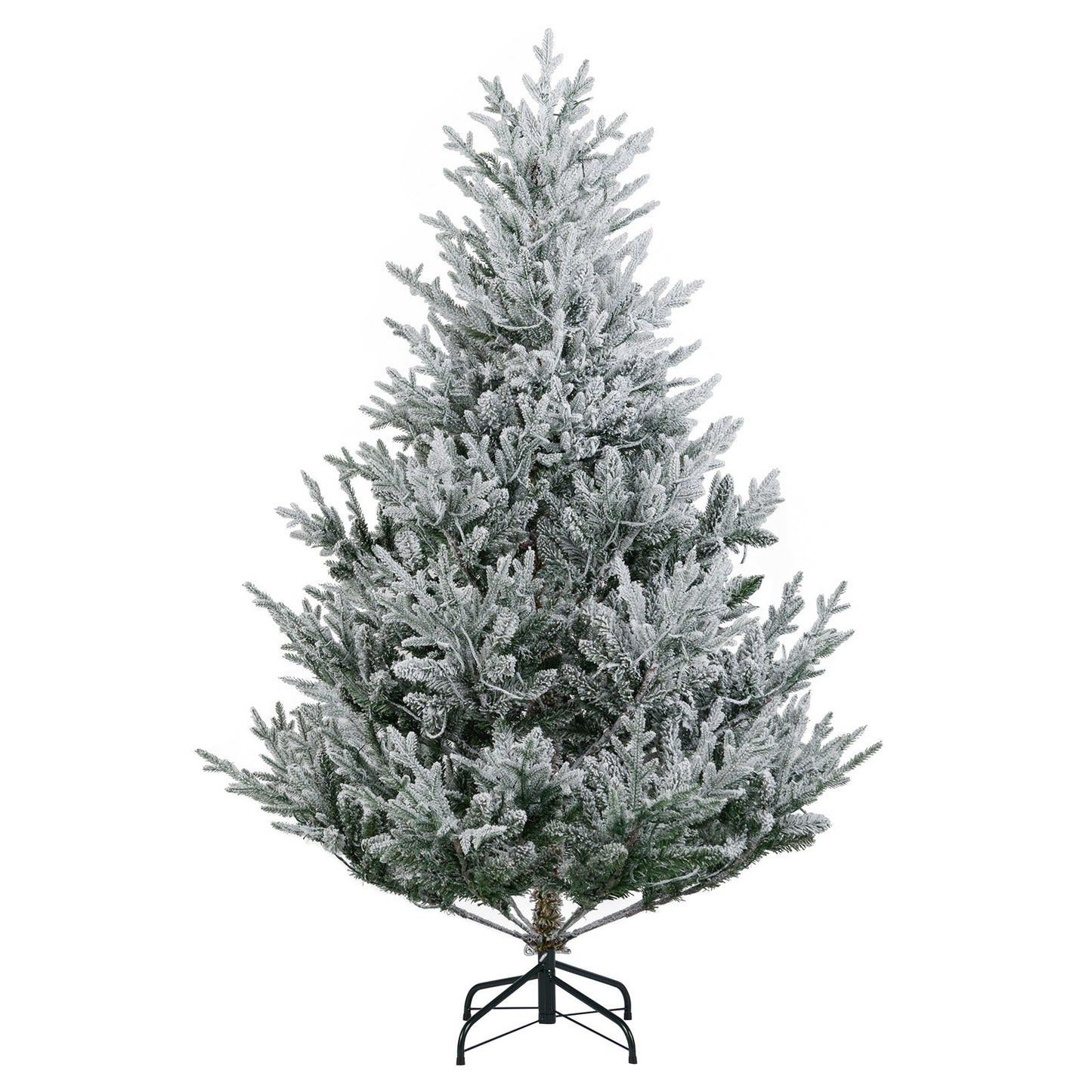6/7/8 Feet Pre-Lit Artificial Christmas Tree Hinged Snow Flocked Xmas Tree-7 ft