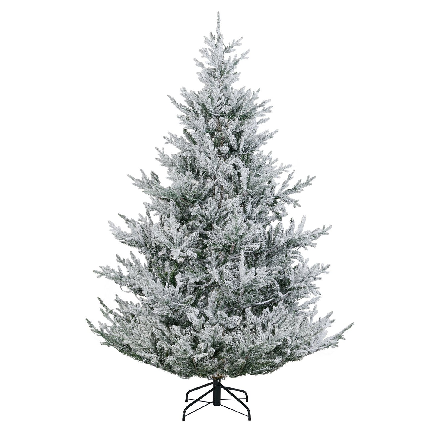 6/7/8 Feet Pre-Lit Artificial Christmas Tree Hinged Snow Flocked Xmas Tree-7 ft