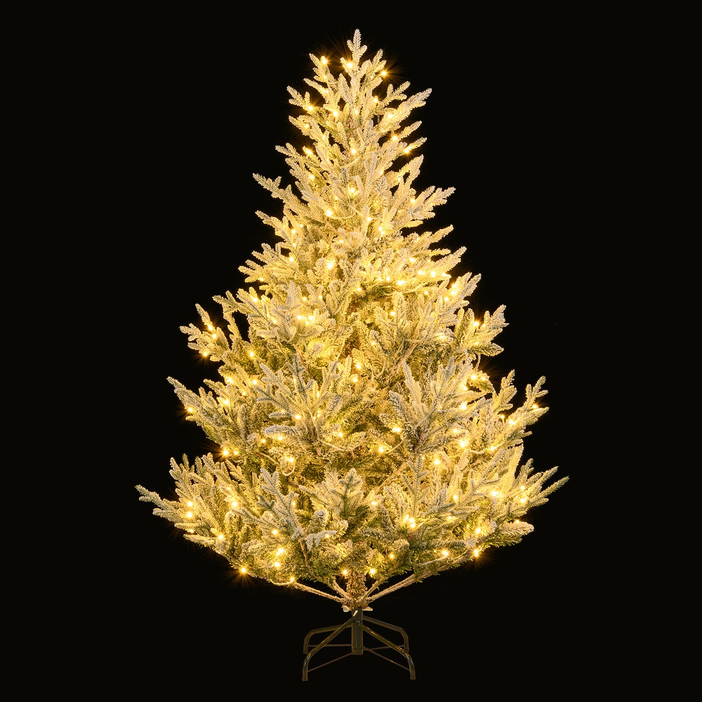 6/7/8 Feet Pre-Lit Artificial Christmas Tree Hinged Snow Flocked Xmas Tree-6 ft