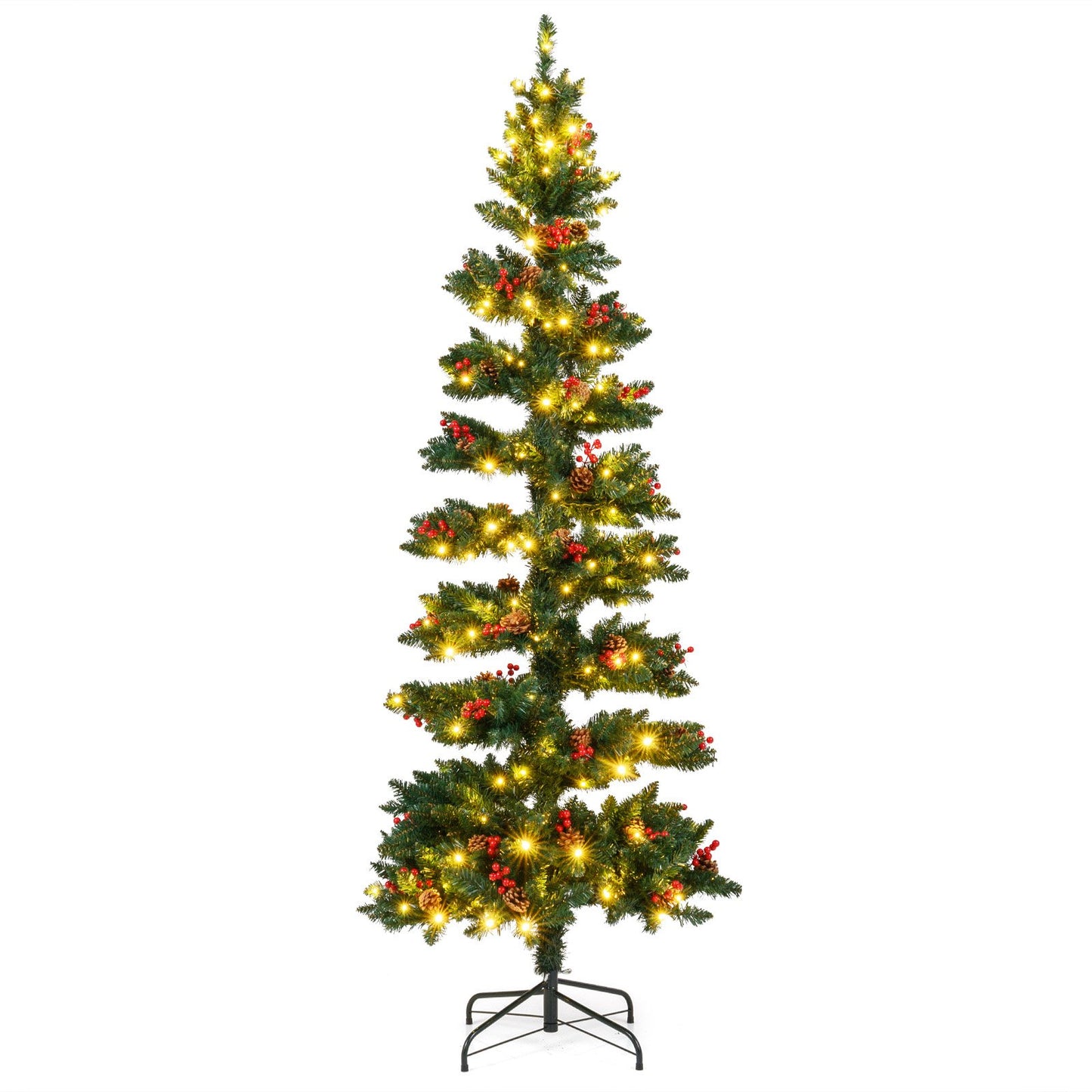 6/7 FT Pre-Lit Artificial Christmas Tree Spiral Holiday Tree with 612/791 Branch Tips and 8 Modes-6 ft