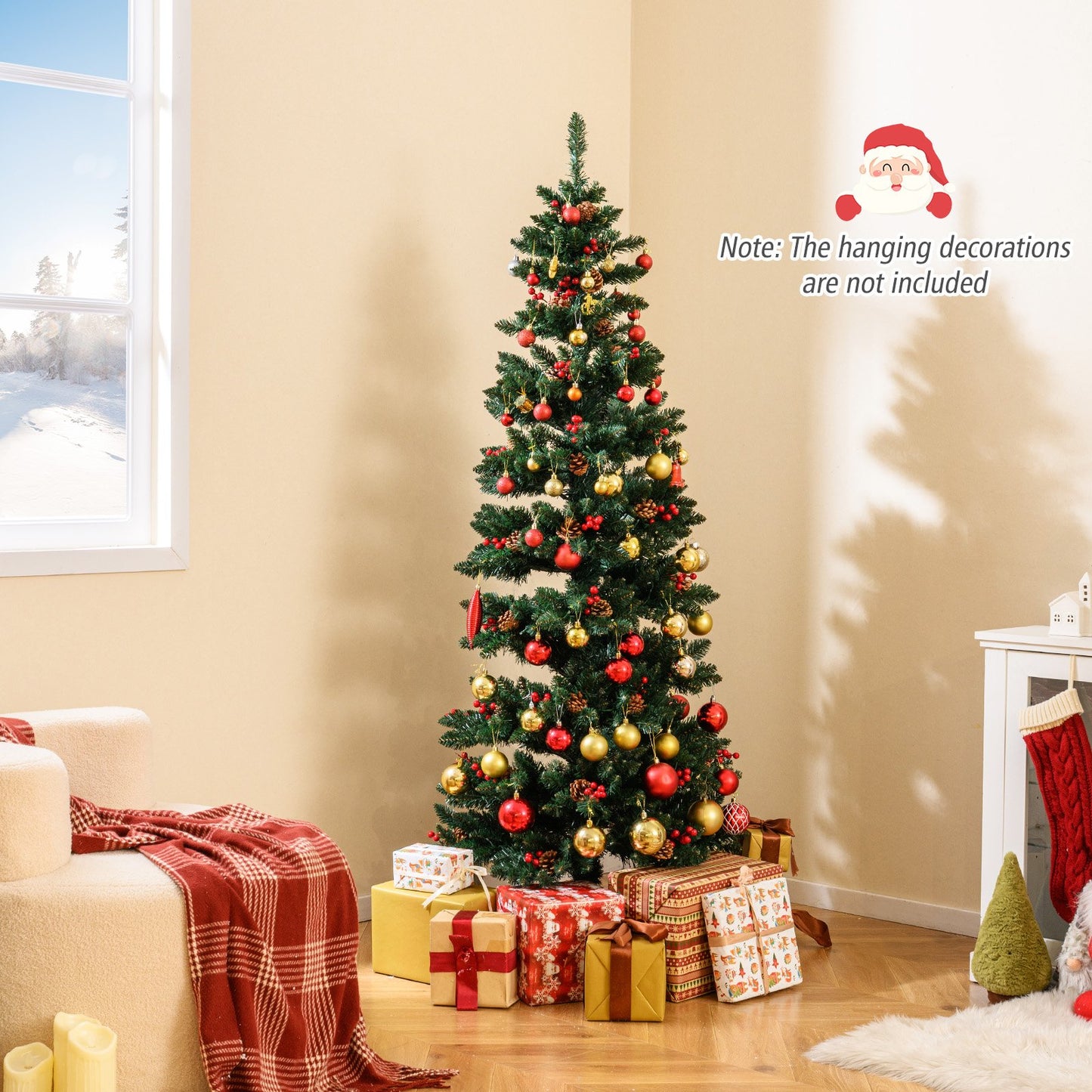 6/7 FT Pre-Lit Artificial Christmas Tree Spiral Holiday Tree with 612/791 Branch Tips and 8 Modes-6 ft