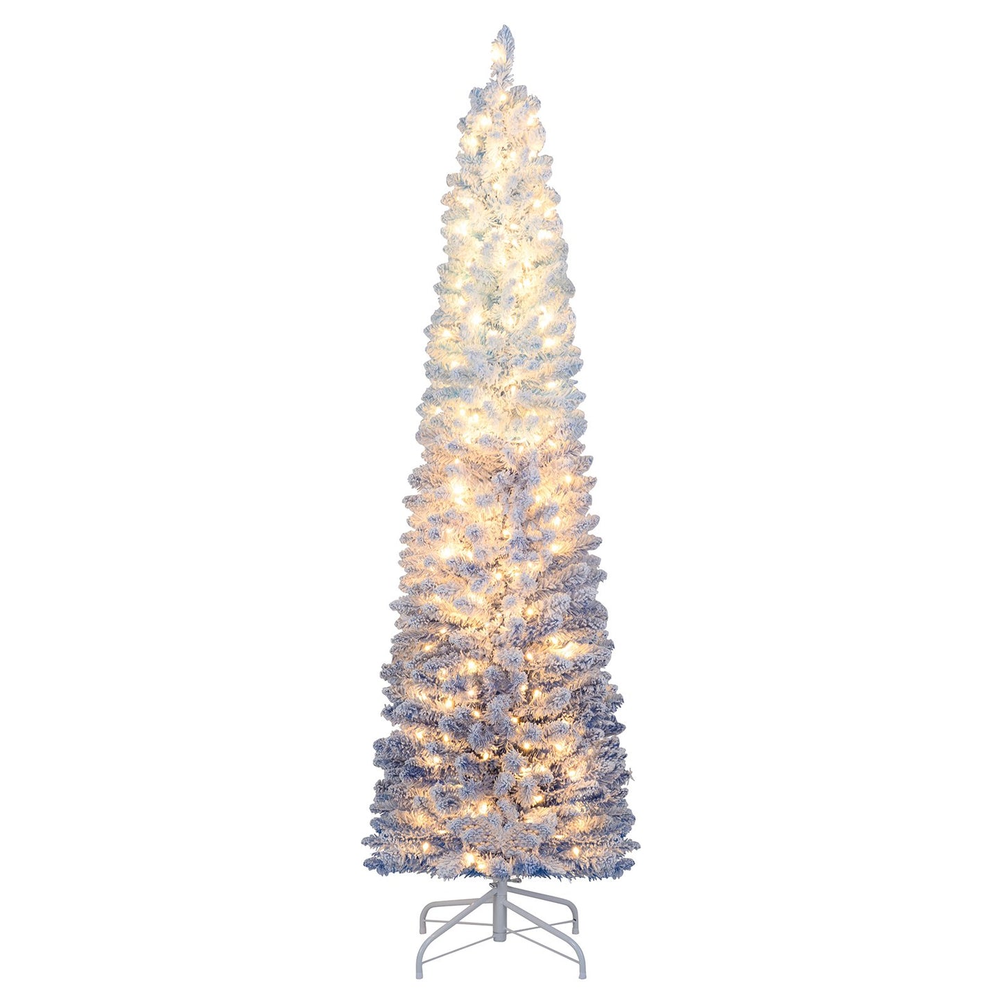 6/7 Feet Snow-flocked Artificial Christmas Tree with 220/290 Warm White LED Lights-6 Feet