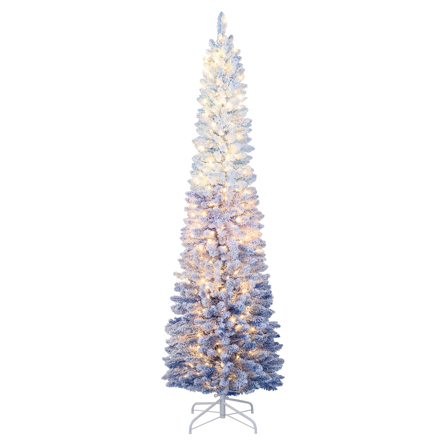 6/7 Feet Snow-flocked Artificial Christmas Tree Pre-lit Xmas Tree with 220/290 Warm White LED Lights-7 Feet