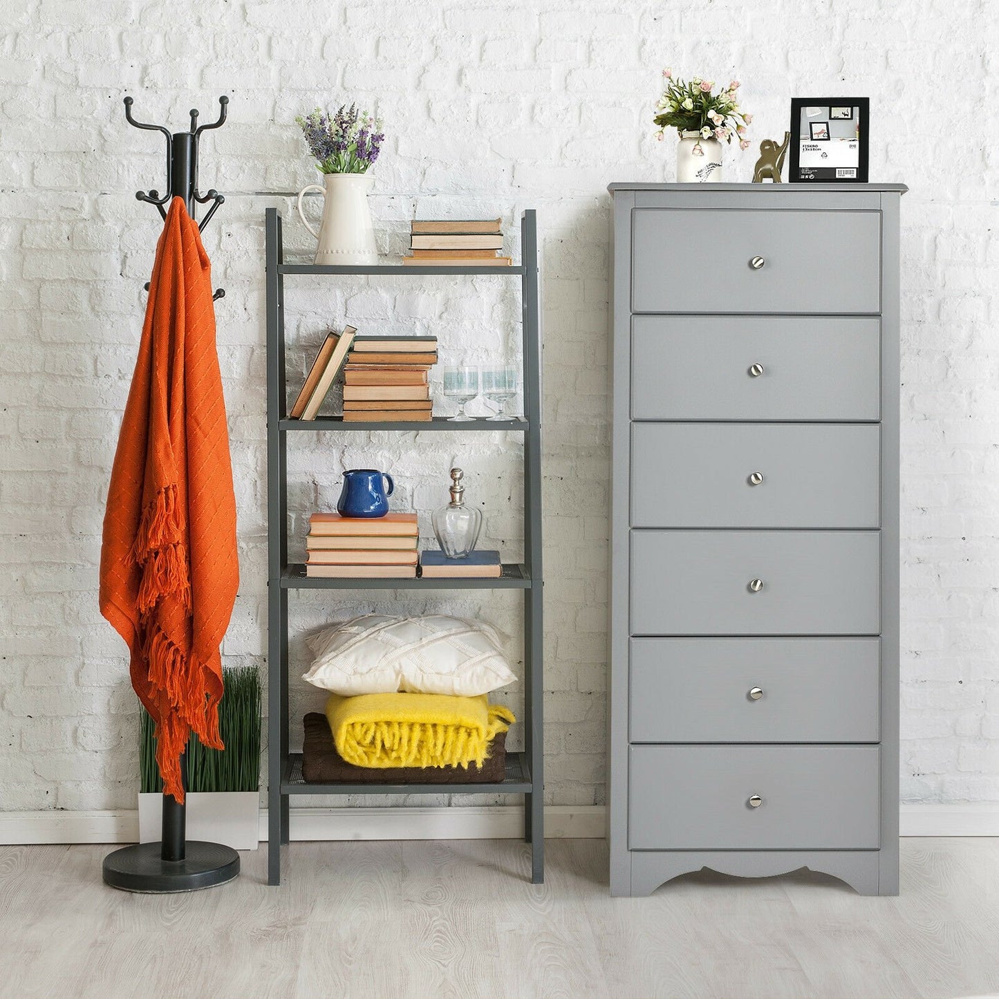 6 Drawers Chest Dresser Clothes Storage Bedroom Furniture Cabinet-Black