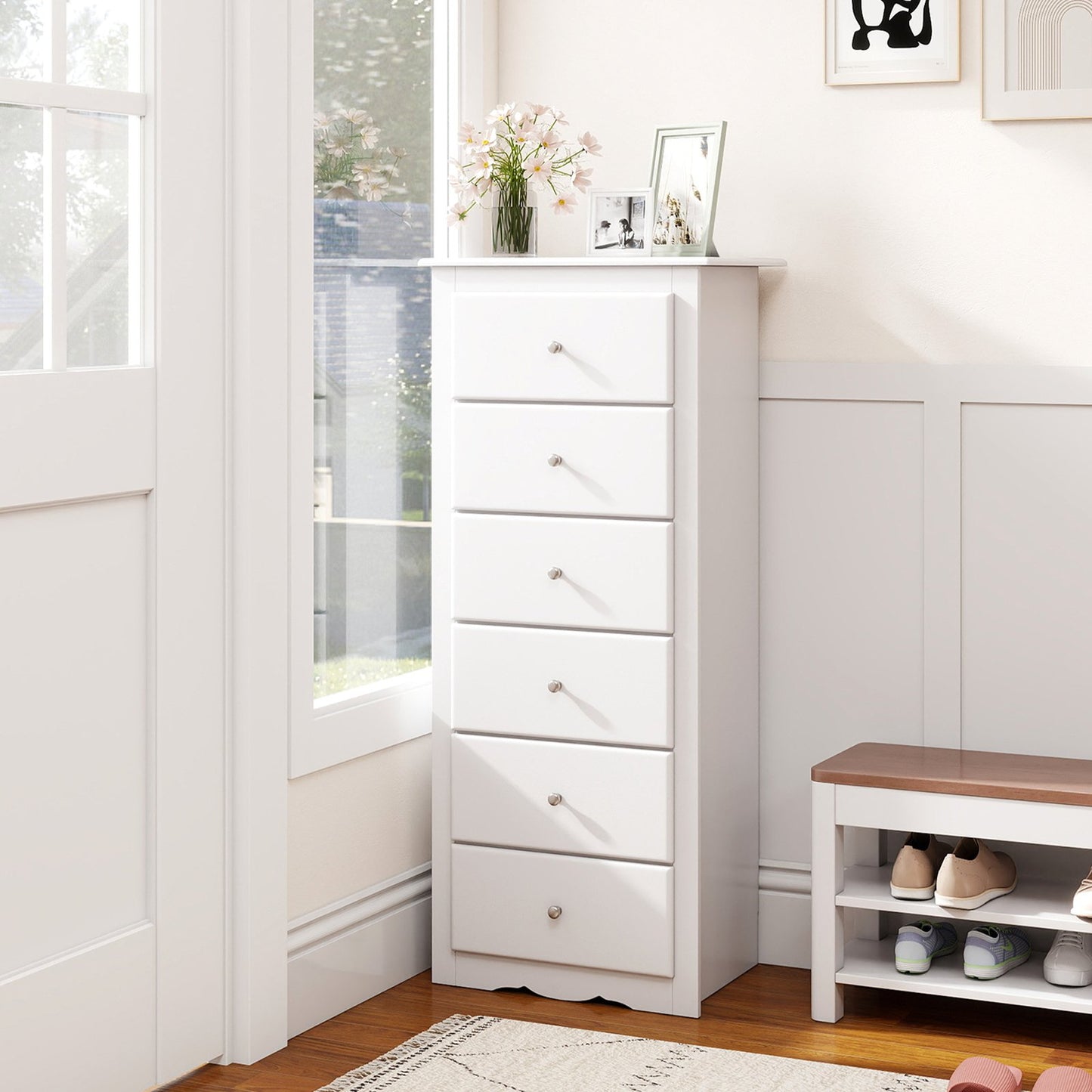 6 Drawers Chest Dresser Clothes Storage Bedroom Furniture Cabinet-Black
