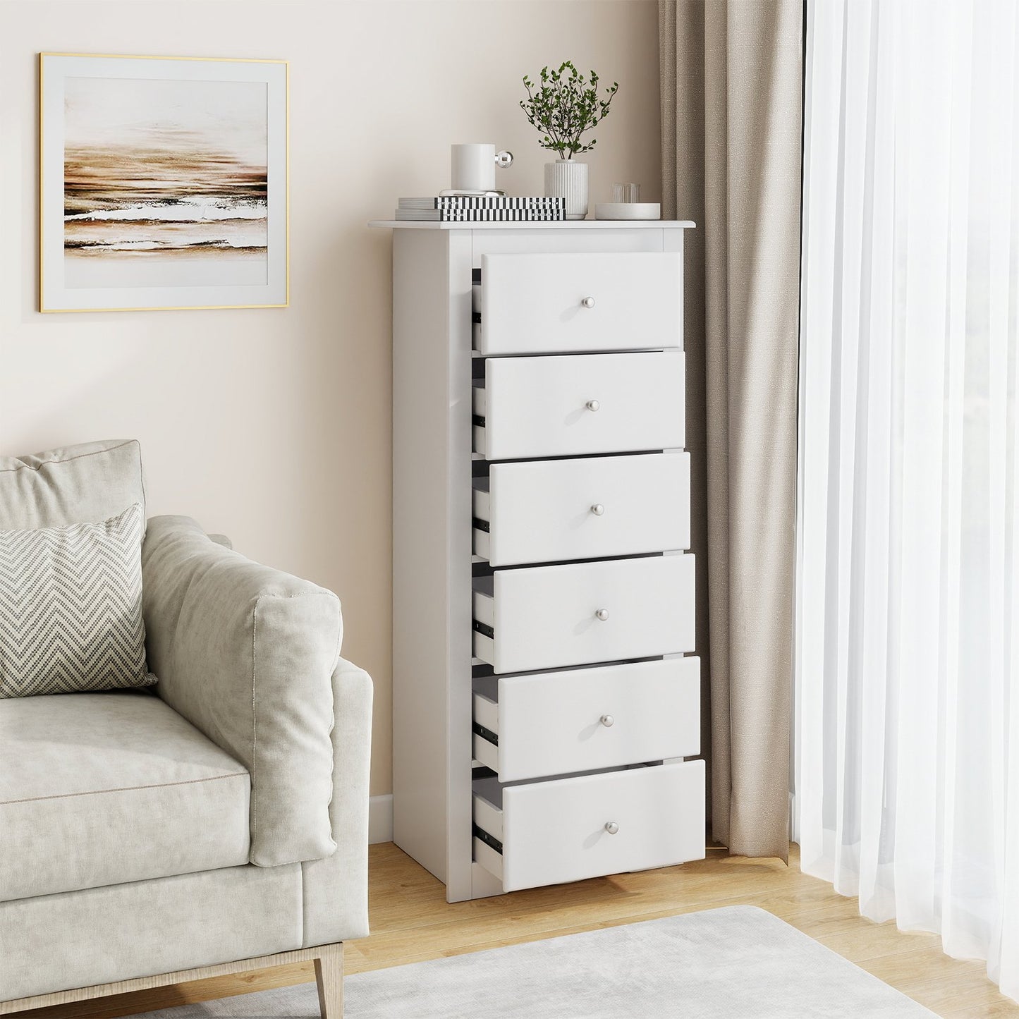 6 Drawers Chest Dresser Clothes Storage Bedroom Furniture Cabinet-Black