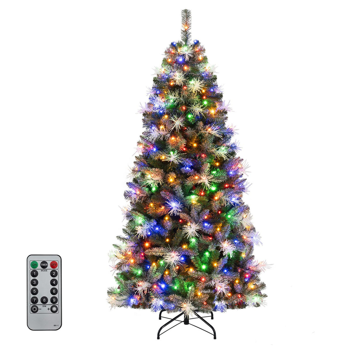 6 FT Pre-lit Christmas Tree with 250/470 Warm White and Multi-color Dimmable LED Lights for Home Party