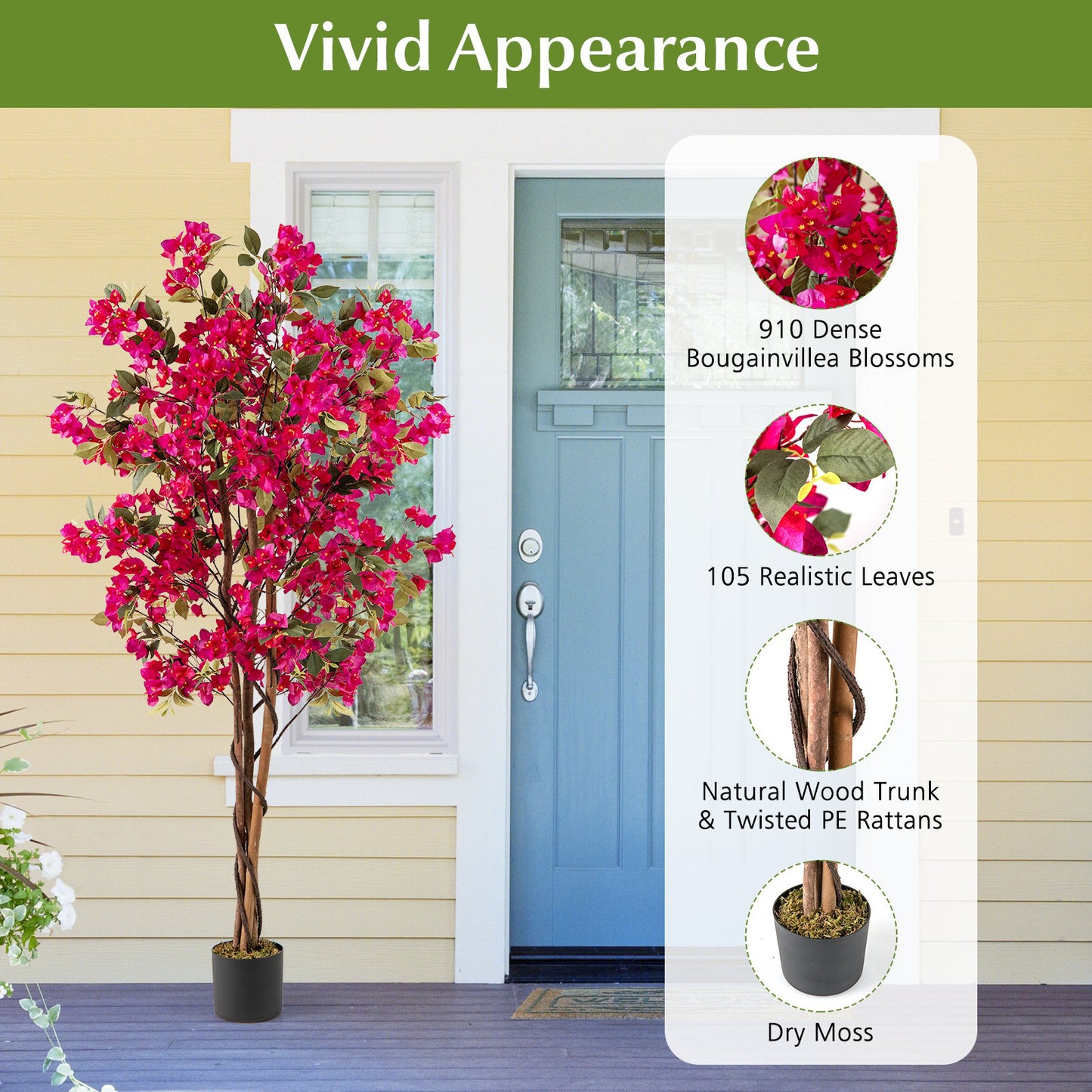6 Feet Artificial Bougainvillea Tree with 910 Flowers-2 Pieces