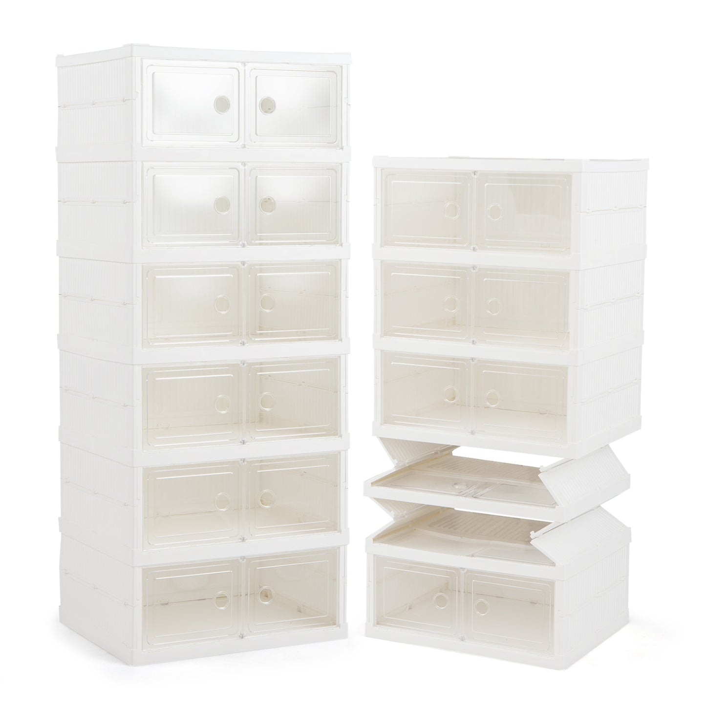 6-Tier Shoe Organizer with Clear Doors and Portable Design for 12 Pairs-White