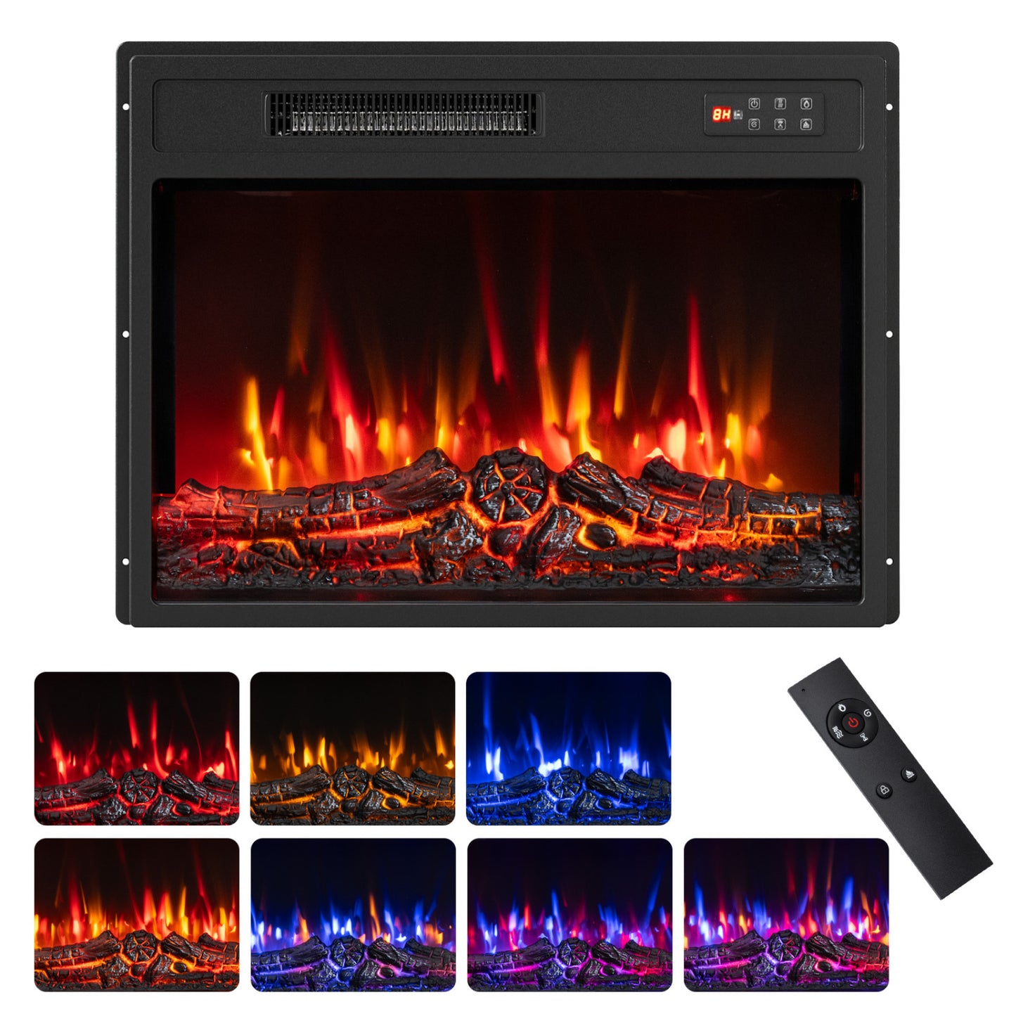 750/1500W Electric Fireplace Insert with Low Noise and Remote Control-23"