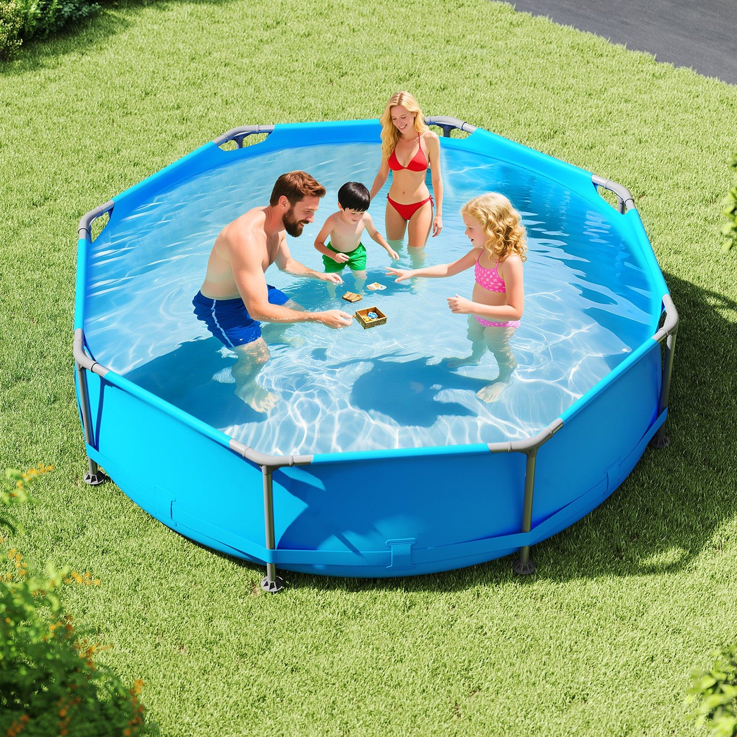 690/978/1158/1617 Gal Outdoor Family Swimming Pool with Metal Frame-6 ft