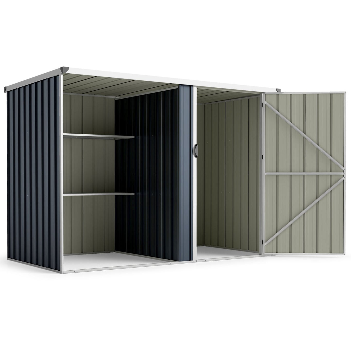 7.6 x 4 Ft Outdoor Metal Storage Shed with Lockable Single Door-Gray