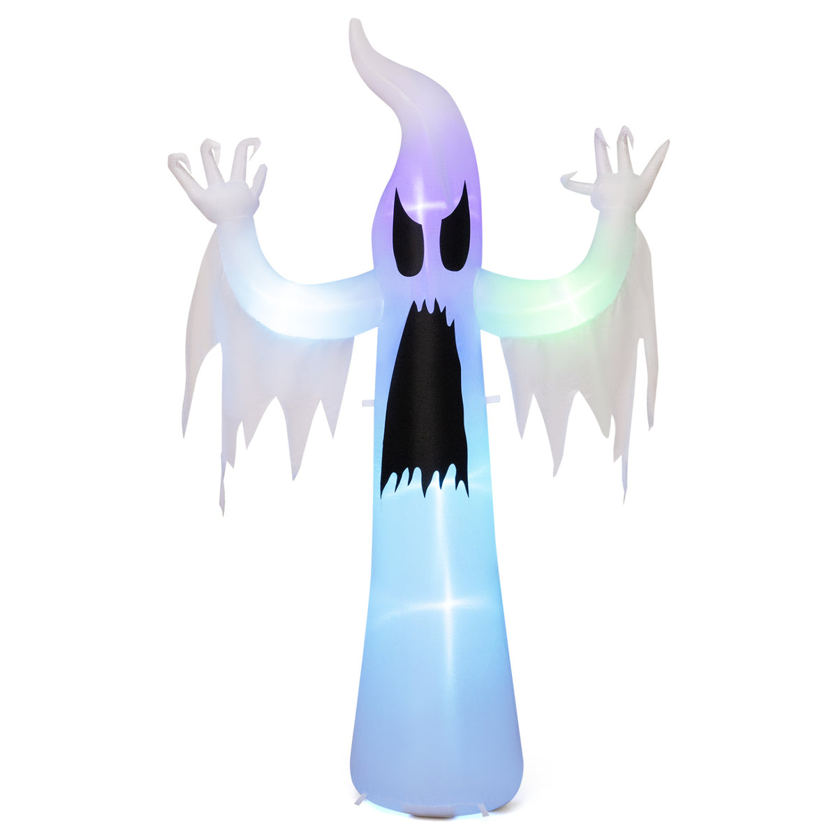 7.7 FT Tall Halloween Inflatables Ghost with Built-in RGB LED Lights for Decoration