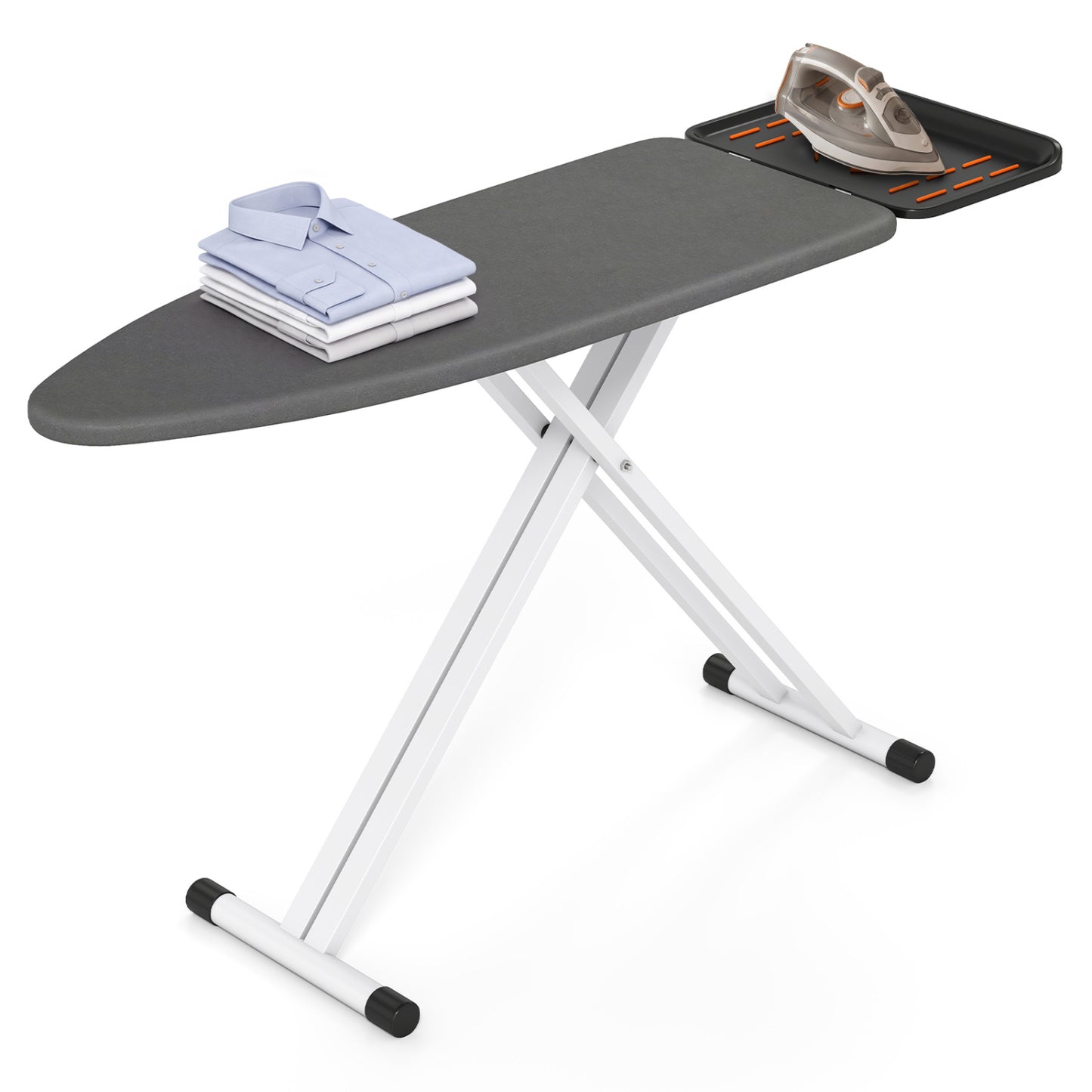 7 Adjustable Height Foldable Full Size Ironing Board with Iron Rest and Heat-resistant Surface