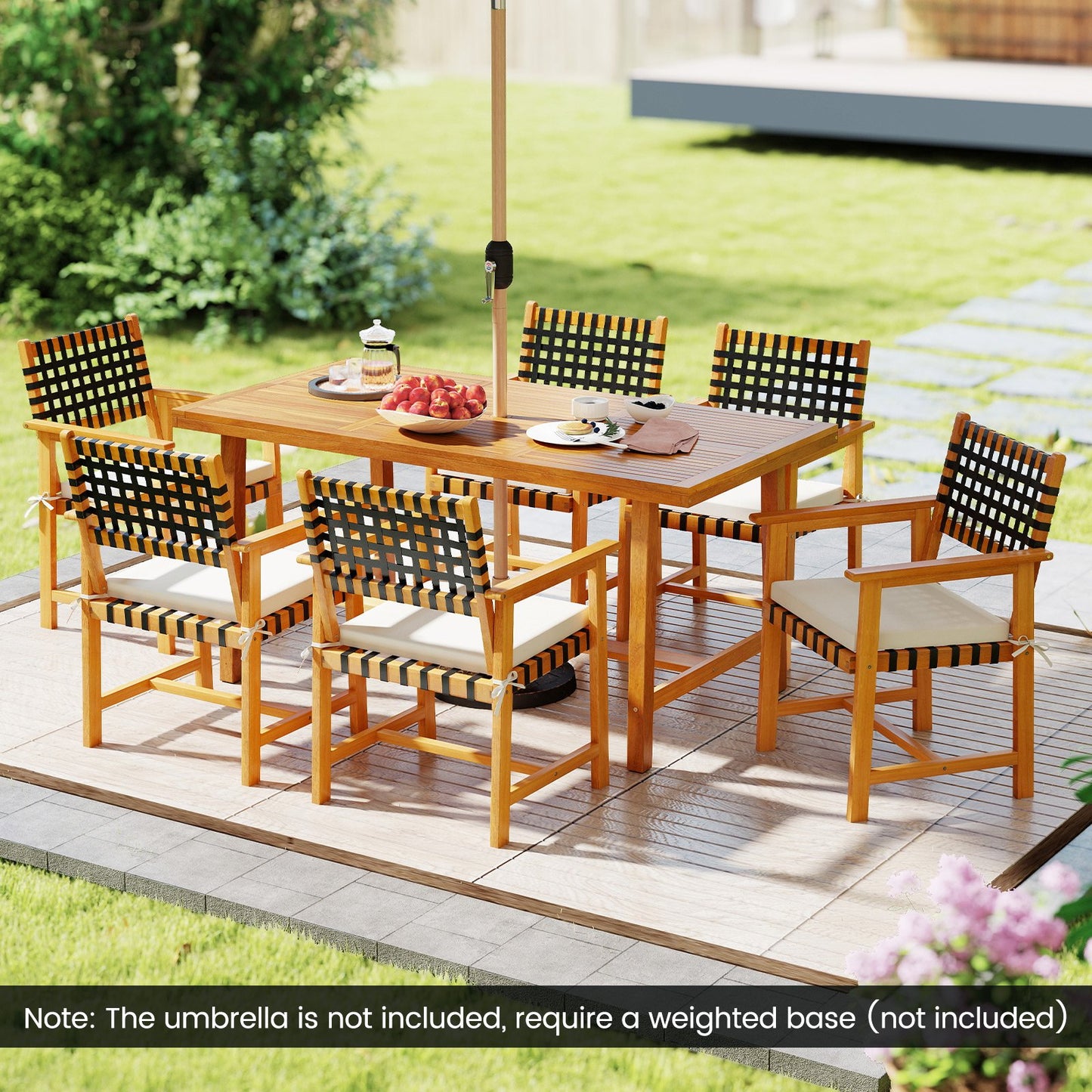 7-Piece Patio Dining Set for 6 People Farmhouse Furniture