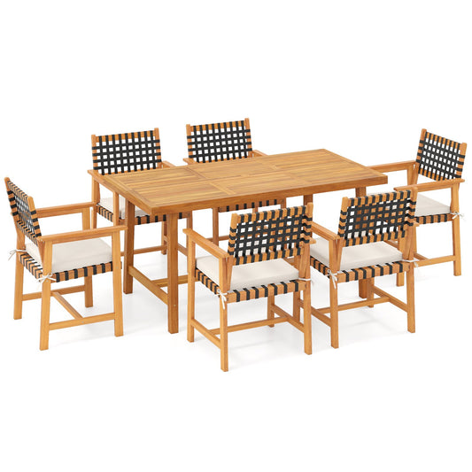 7-Piece Patio Dining Set for 6 People Farmhouse Furniture