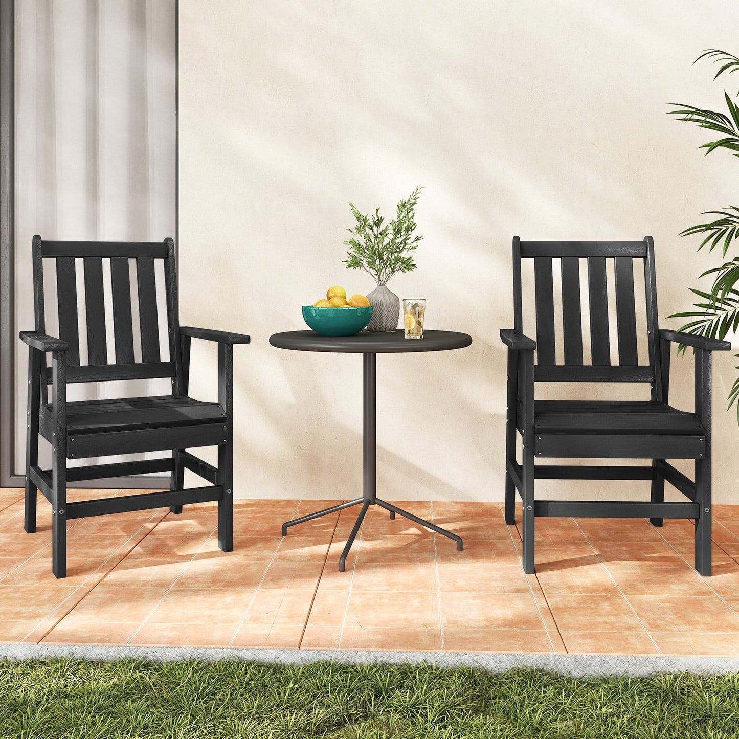 7 Pieces Patio Dining Set Outdoor HDPE Weather Resistant Table and Chairs Set-Black