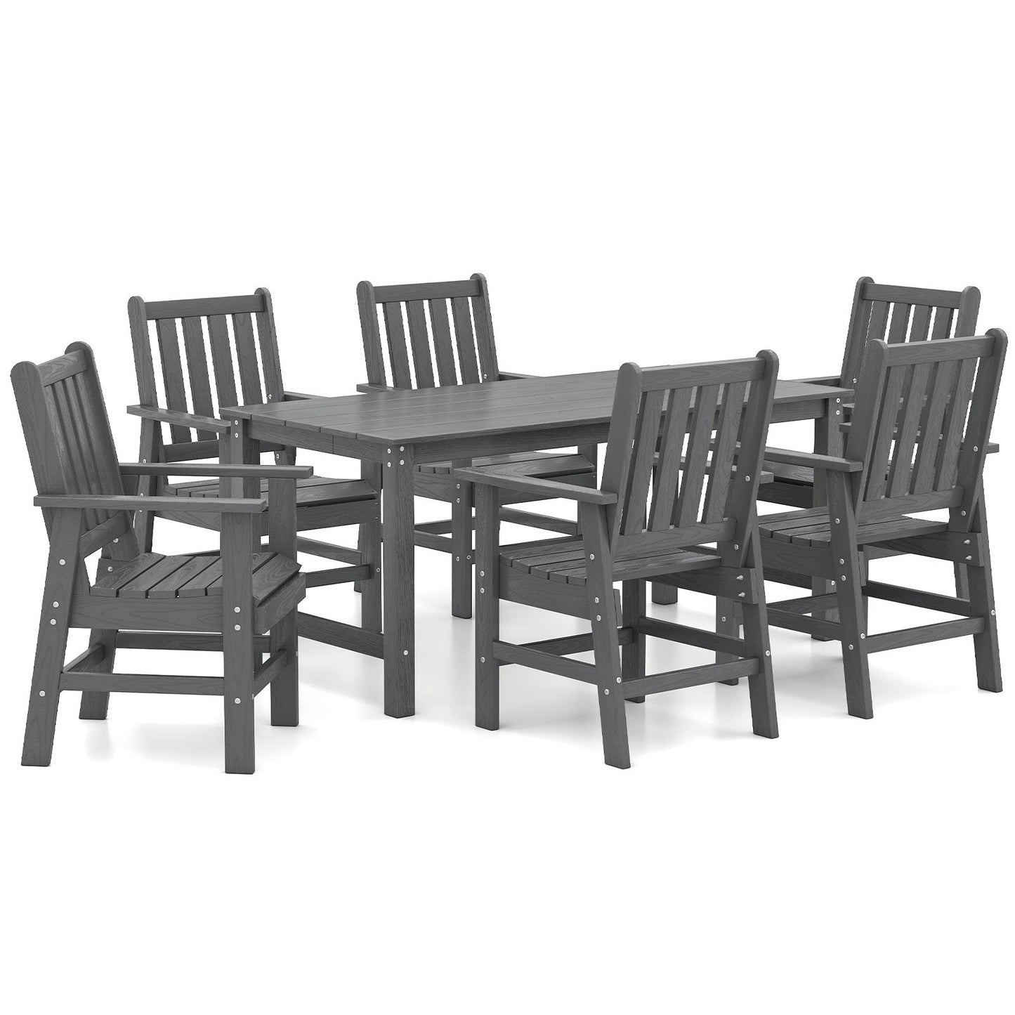 7 Pieces Patio Dining Set Outdoor HDPE Weather Resistant Table and Chairs Set-Black