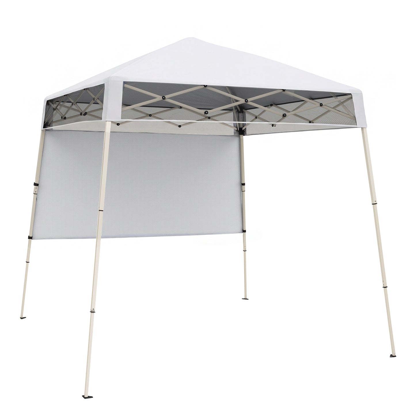 Blue 7 x 7 ft pop-up canopy tent with push center lock, ideal for outdoor sports, picnics, and camping, by Wilsons Home Store.