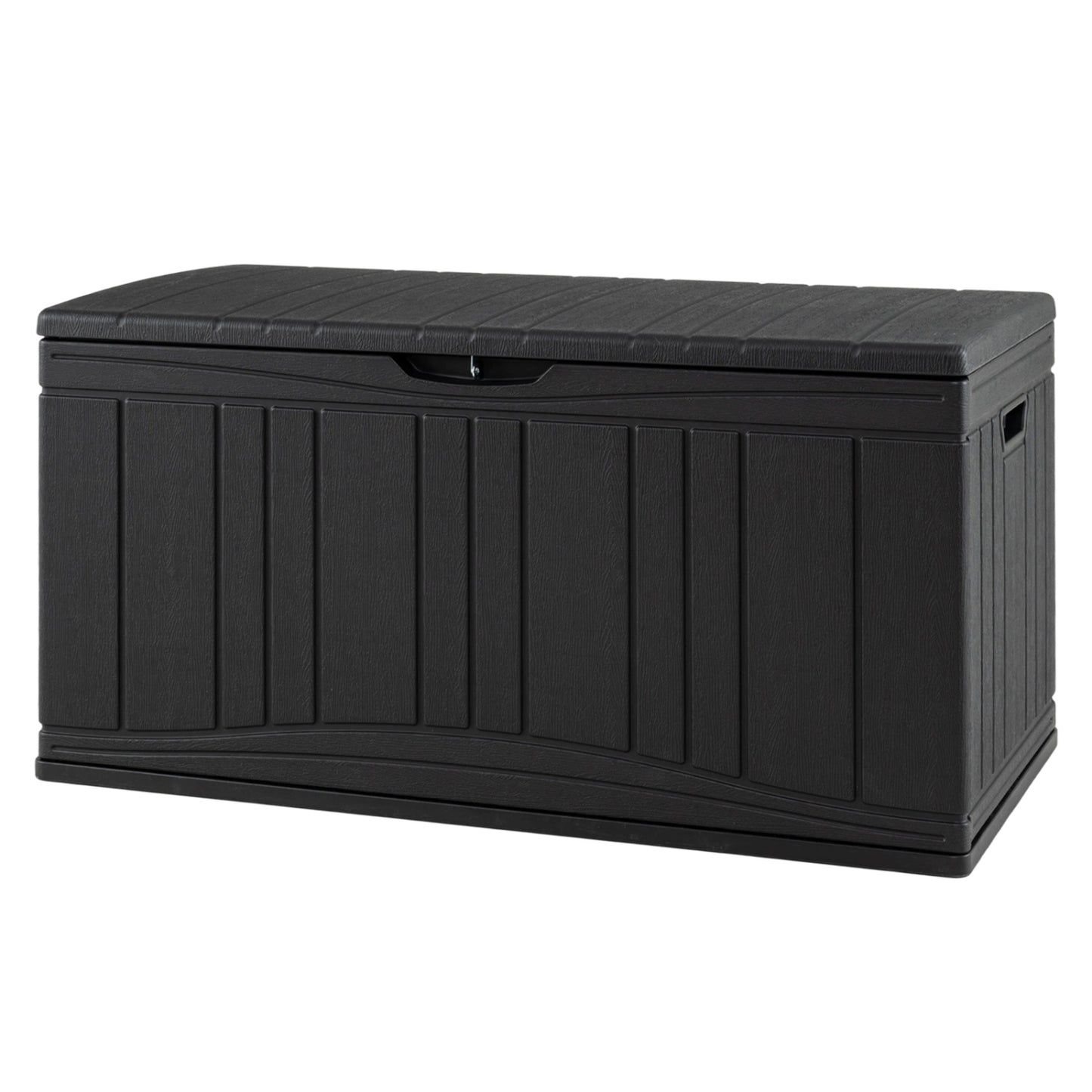 300 L Outdoor Deck Box with Lockable Lid for Garden Tools Cushions-Black
