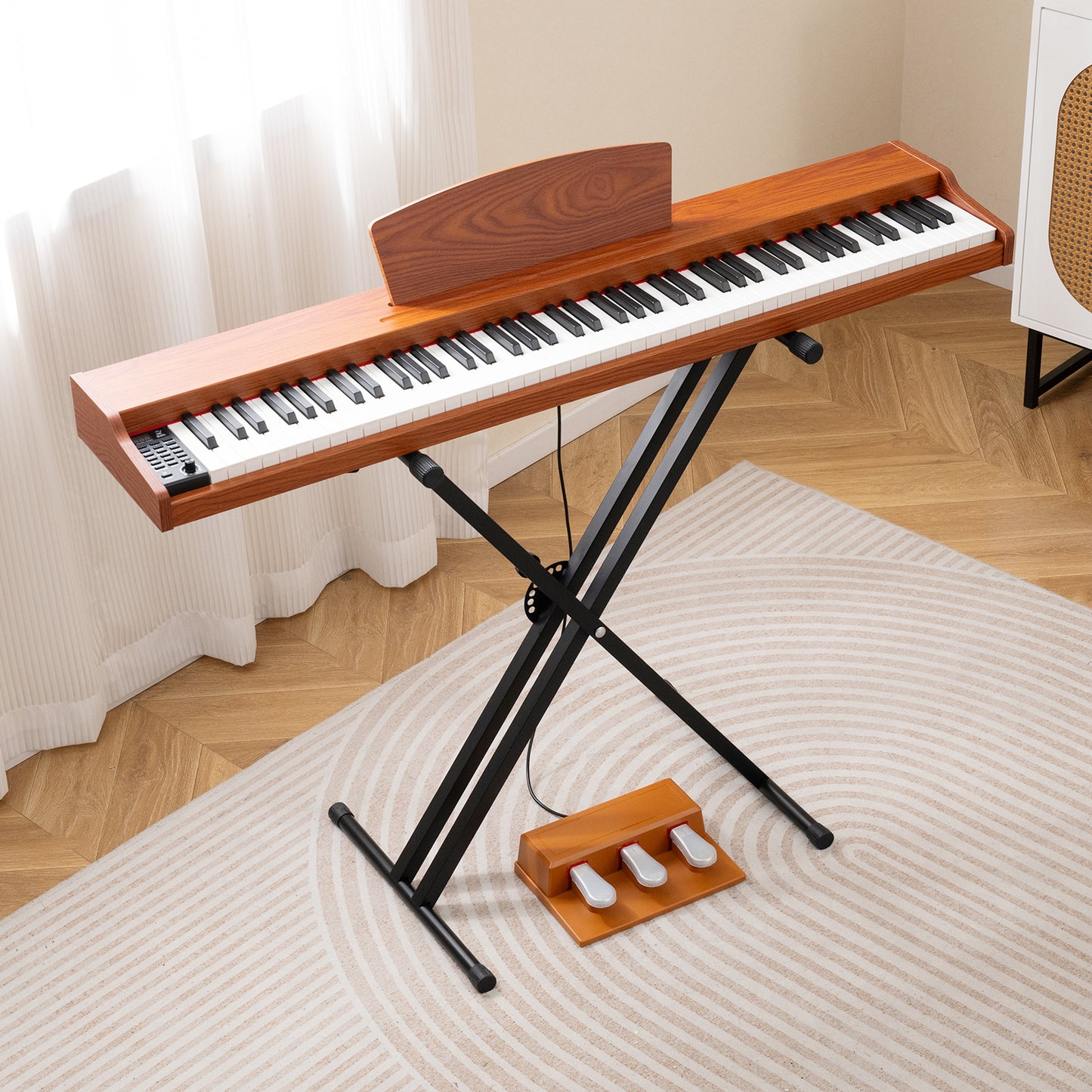 88-Key Keyboard Piano Set with Adjustable Stand-Black
