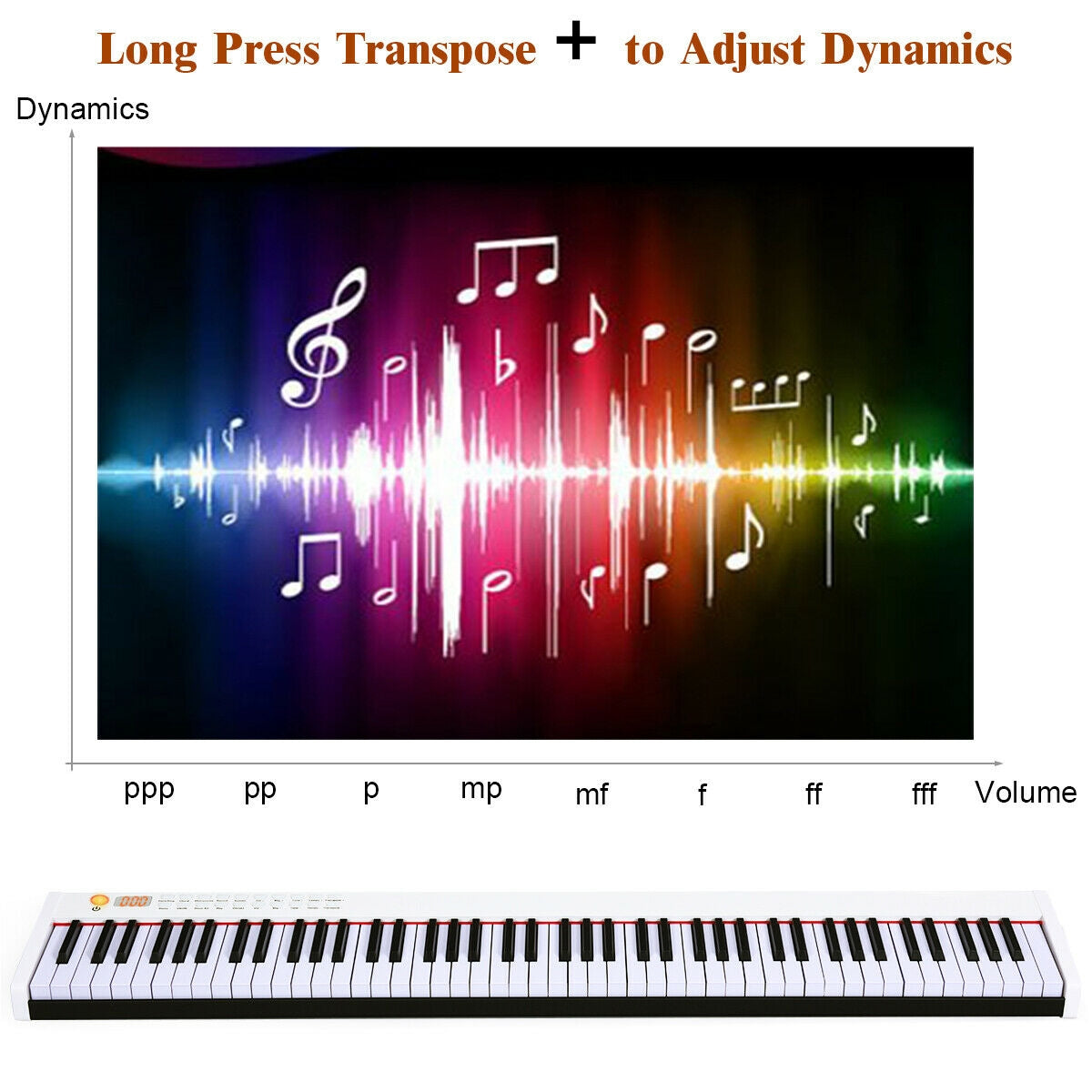 BX-II 88-key Portable Digital Piano with MP3-White