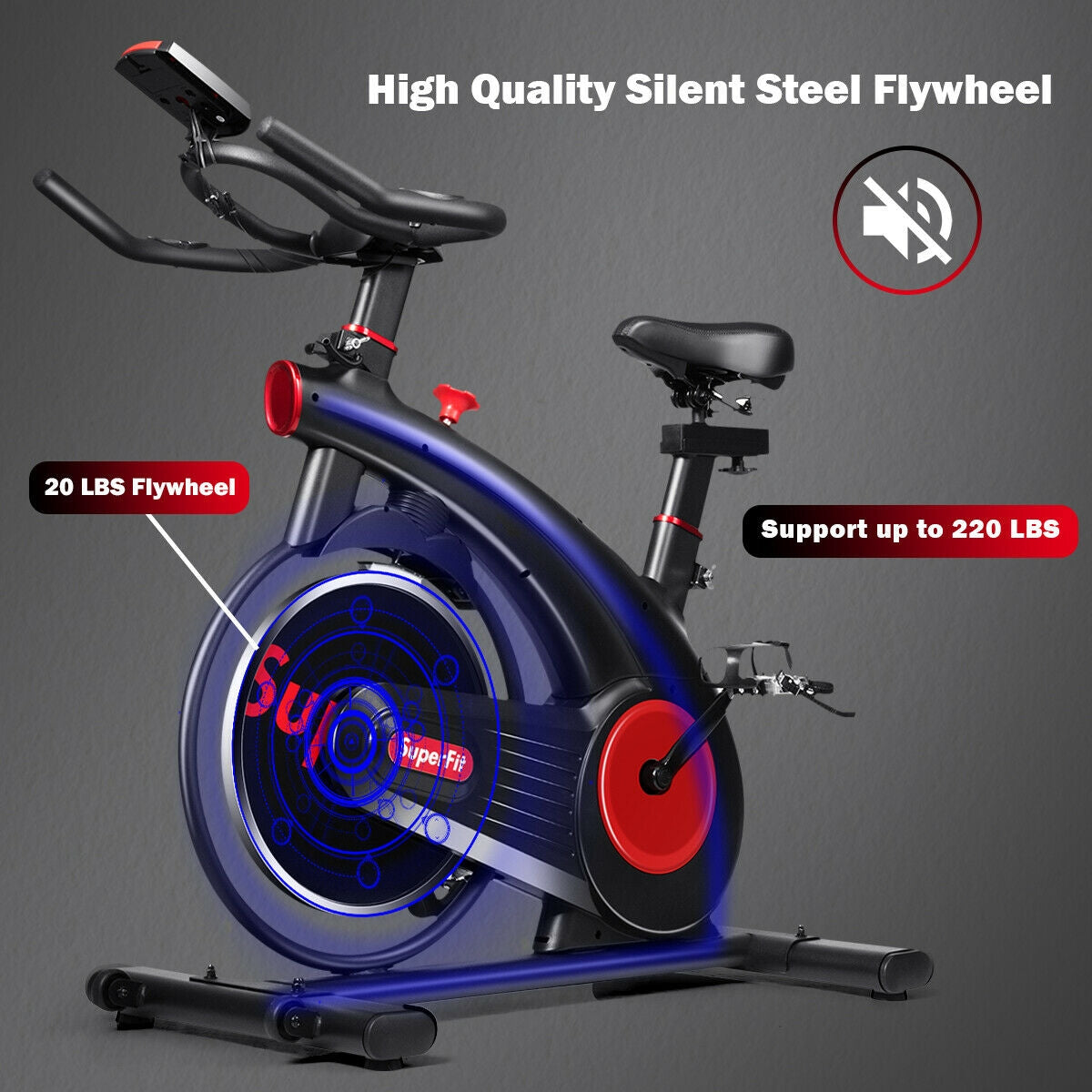 Stationary Exercise Bike Silent Belt with 20LBS Flywheel-Black