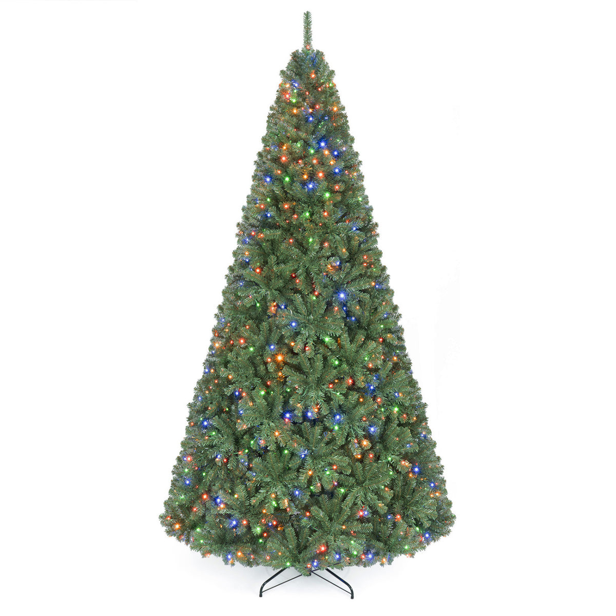 8/7/6/9/5/4 FT Artificial Christmas Tree with 2 Lighting Colors and Folding Metal Stand-XL