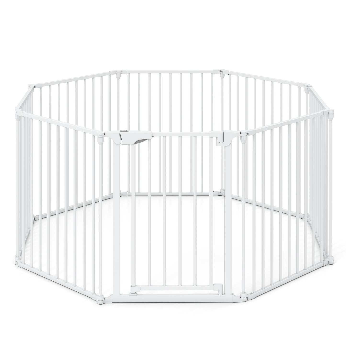 8-Panel Extra Wide Baby Gate Adjustable Pet Safety Fence with Auto-close Door-Black