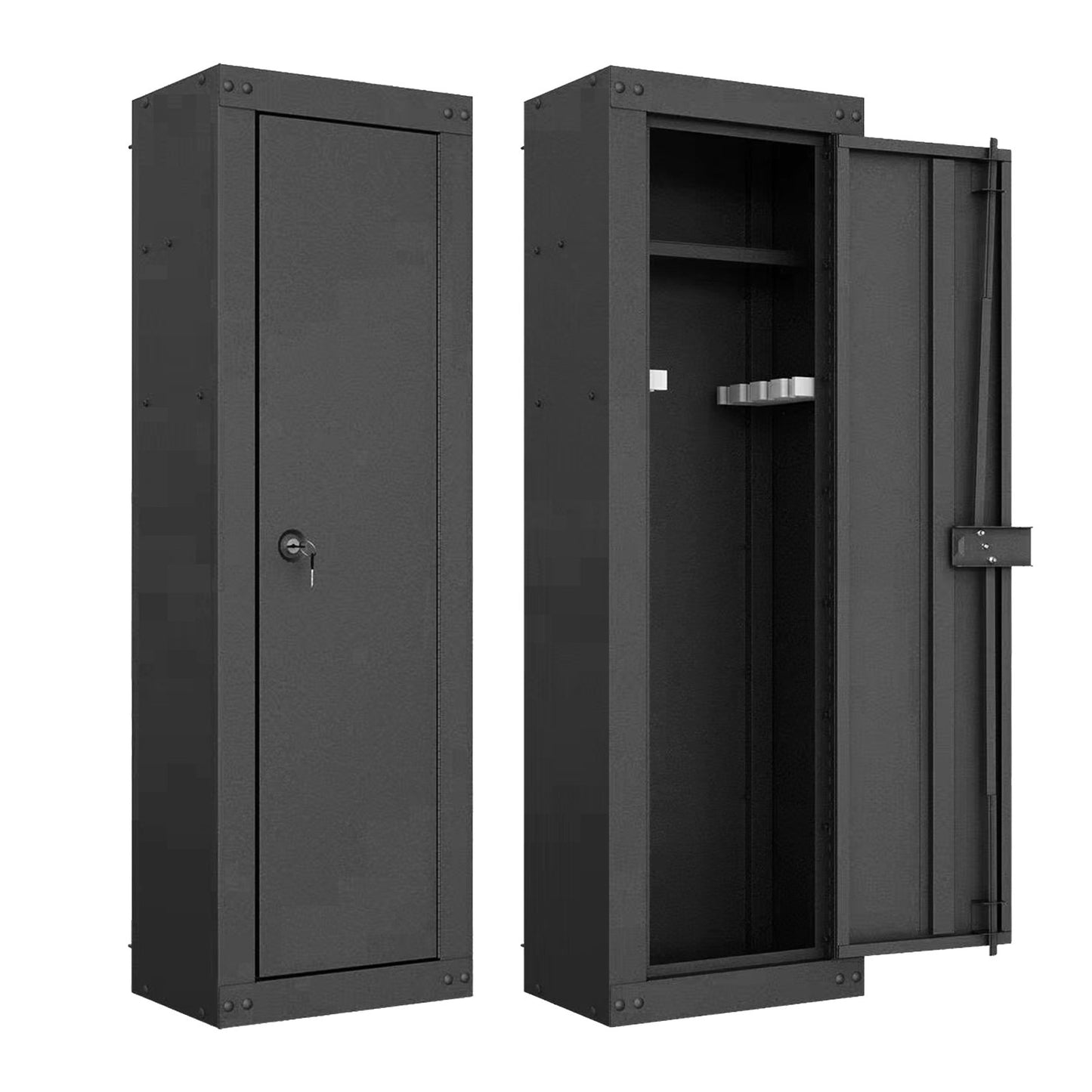 8 Rifle Safe Large Gun Cabinet with Storage Shelf-Black