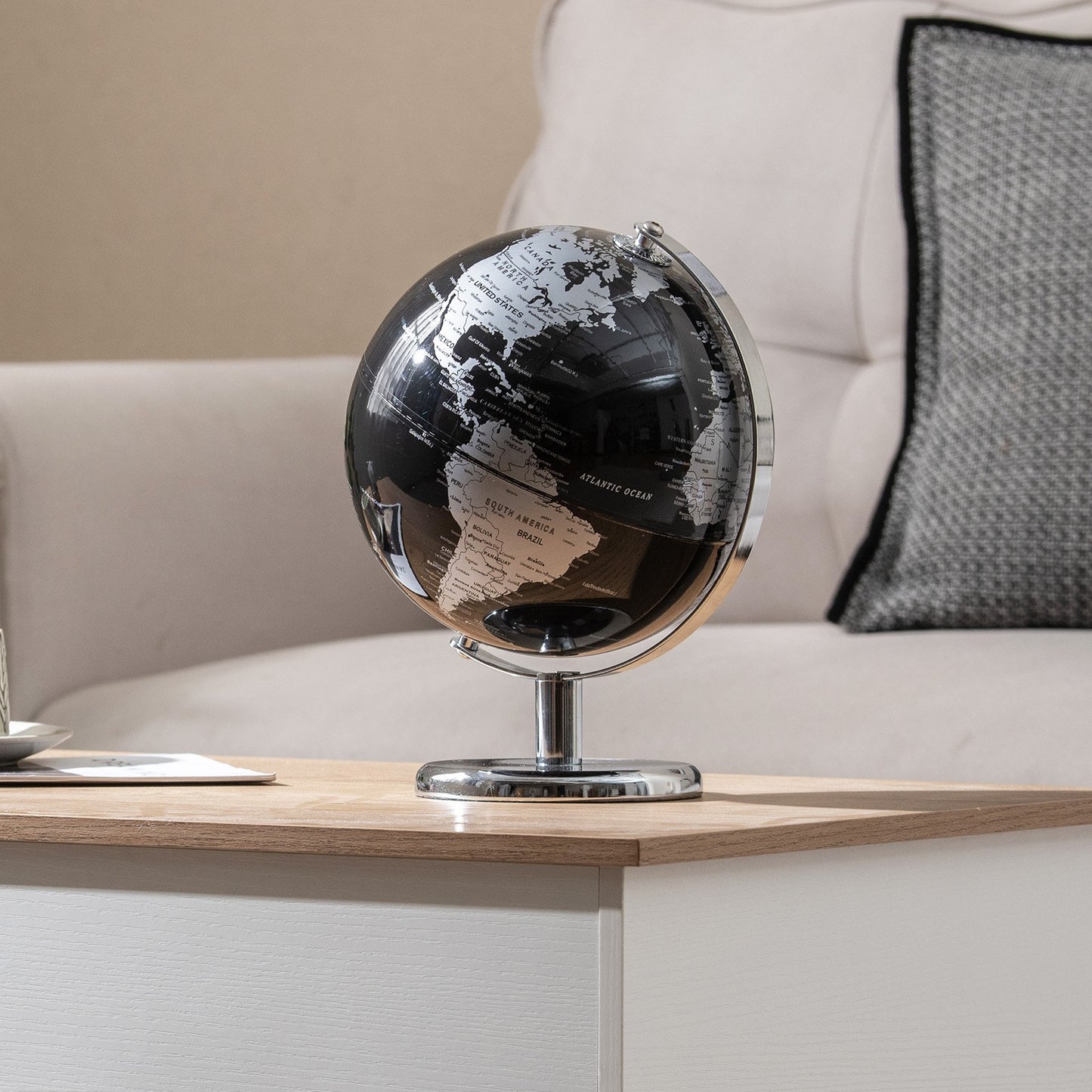 8" World Globe Modern Decorative Tabletop Earth Globe-Golden