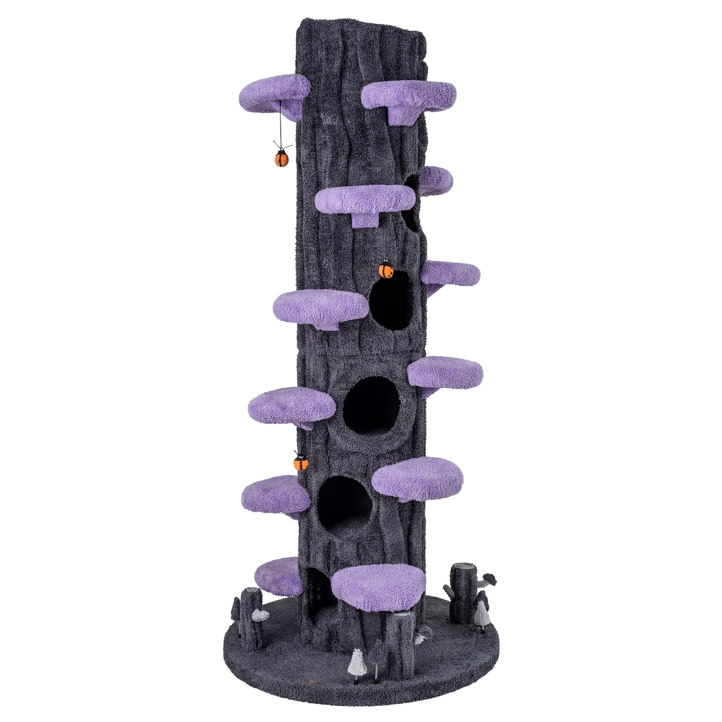 90.5 Inch Tall Multifunctional Cat Tree with Private Condos for Indoor Cats-Purple