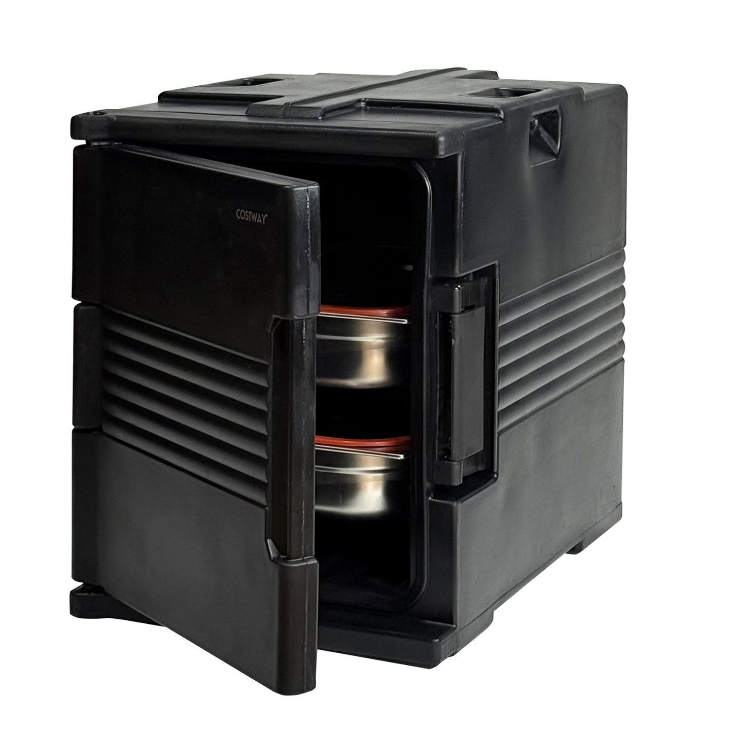 91 Qt Insulated Food Pan Carrier with Door Shafts-Black