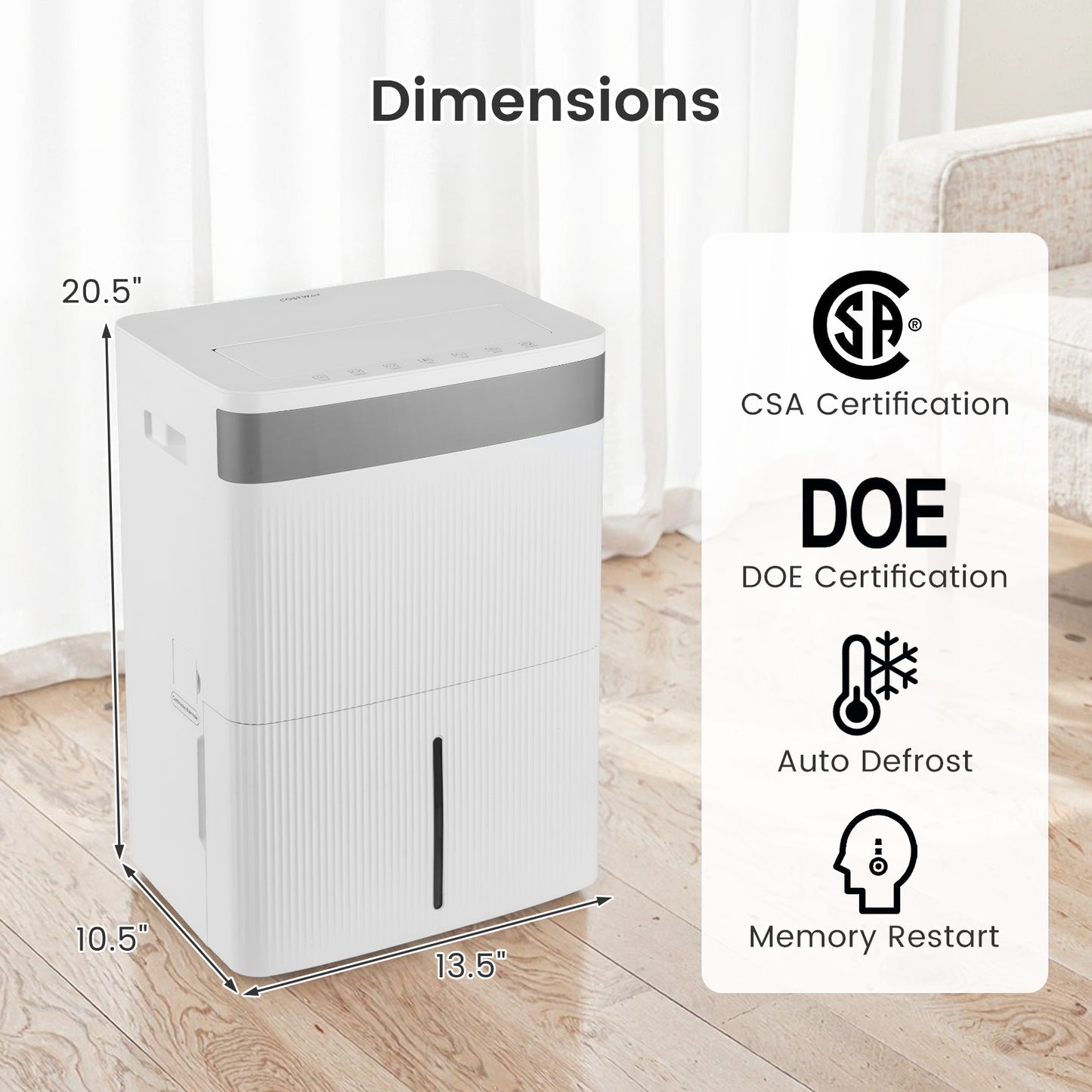 96 Pints Dehumidifier with 24H Timer and 3-Color Indicator-White
