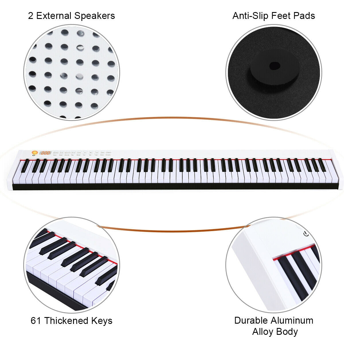 BX-II 88-key Portable Digital Piano with MP3-White
