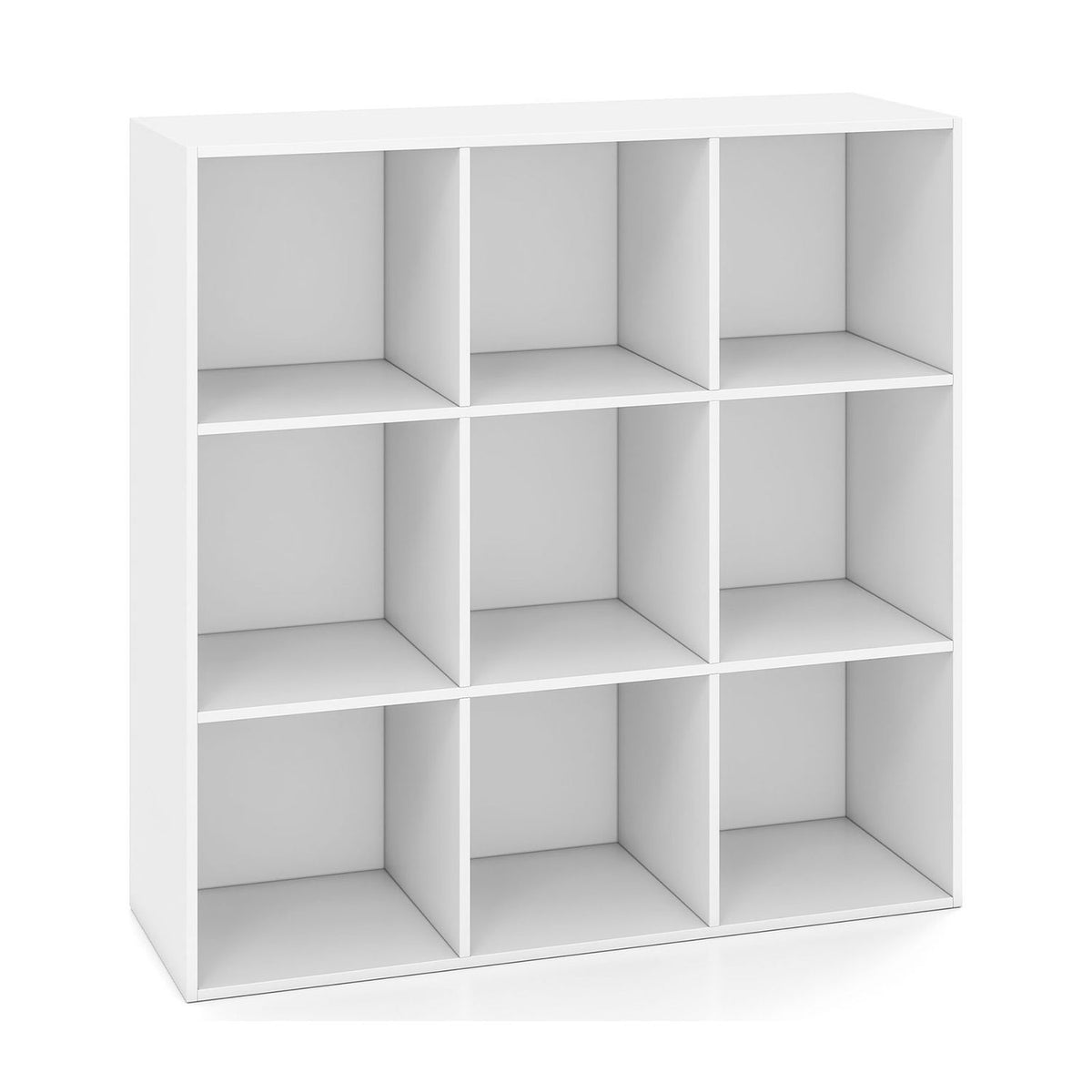 9-Cube Book Shelf Tool-Free Assembly Wooden Bookshelf Modern Bookcase Storage Organizer-White