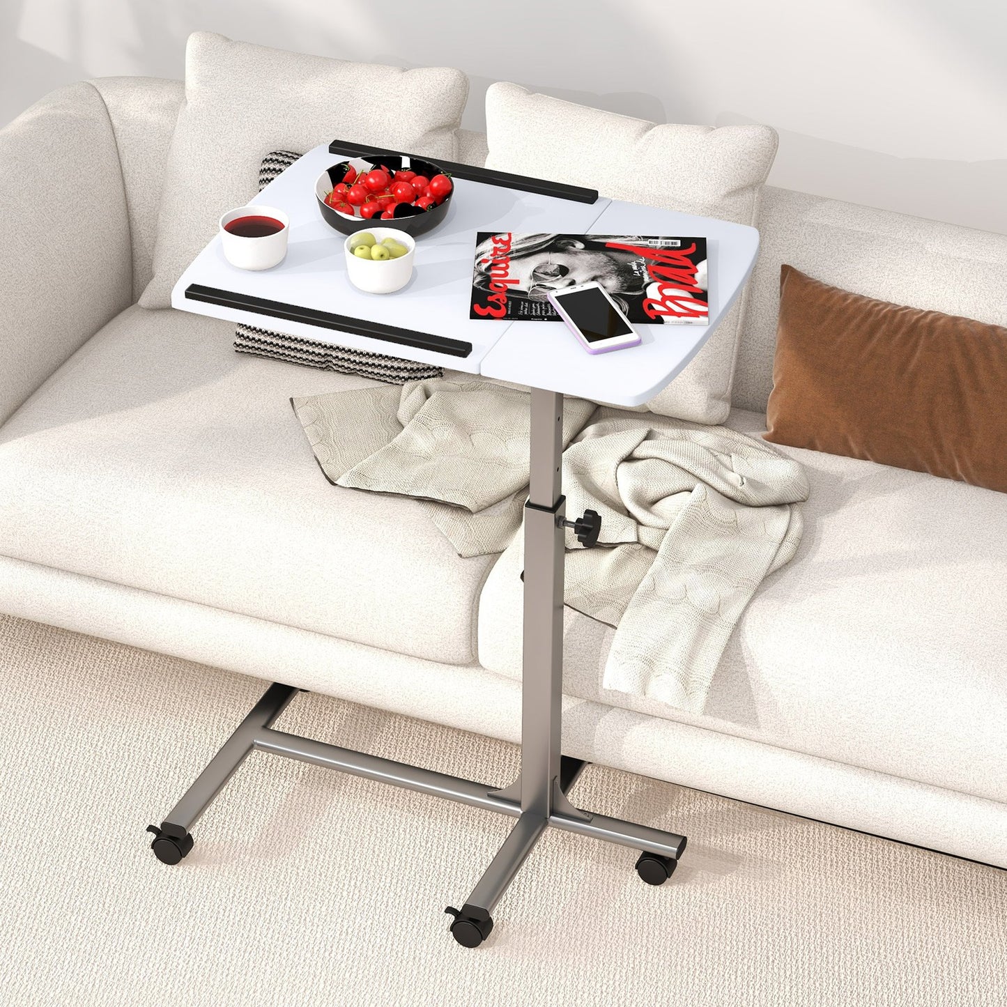 Adjustable Angle Height Rolling Laptop Table