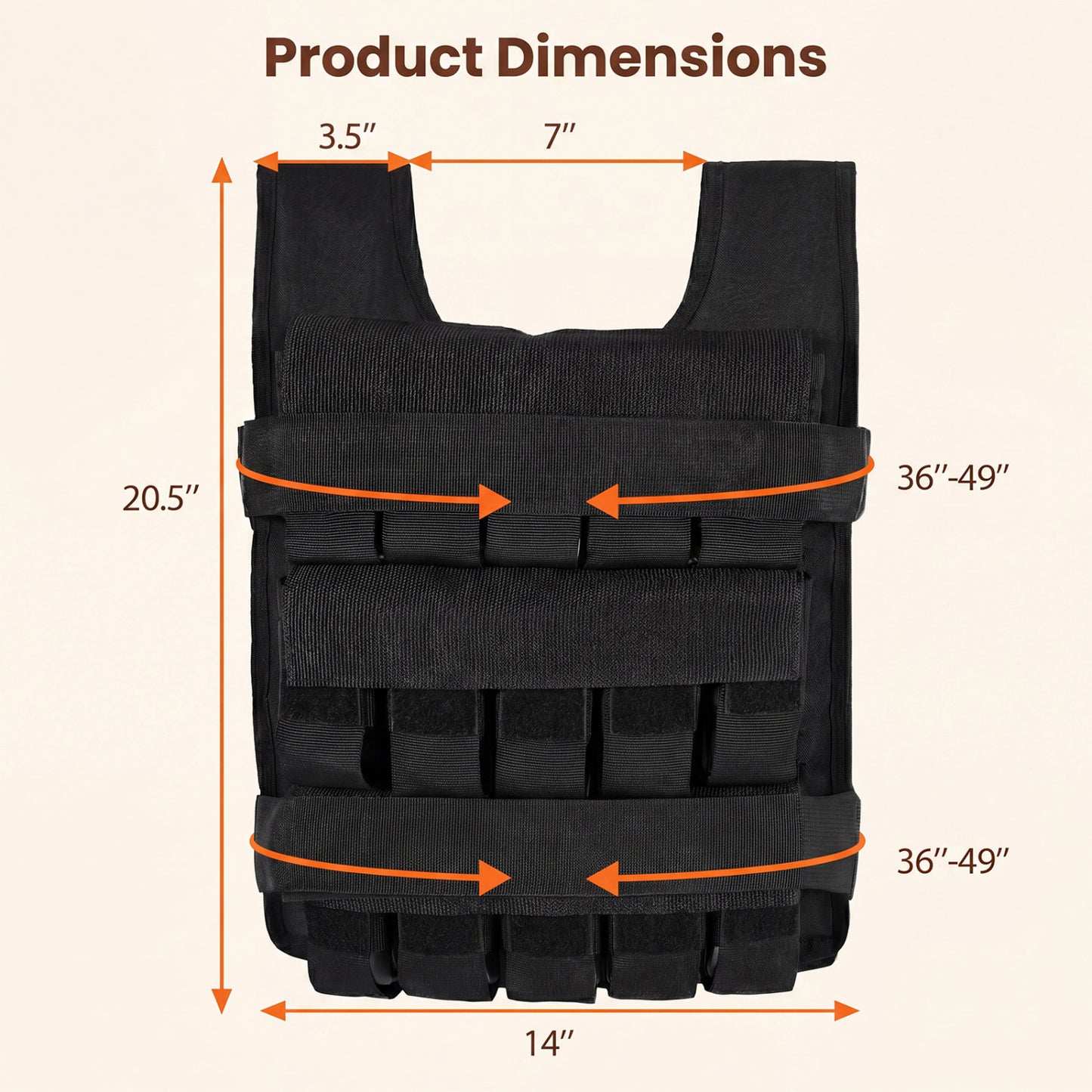 Adjustable Weighted Vest for Men and Women with Removable Iron Weights-Black
