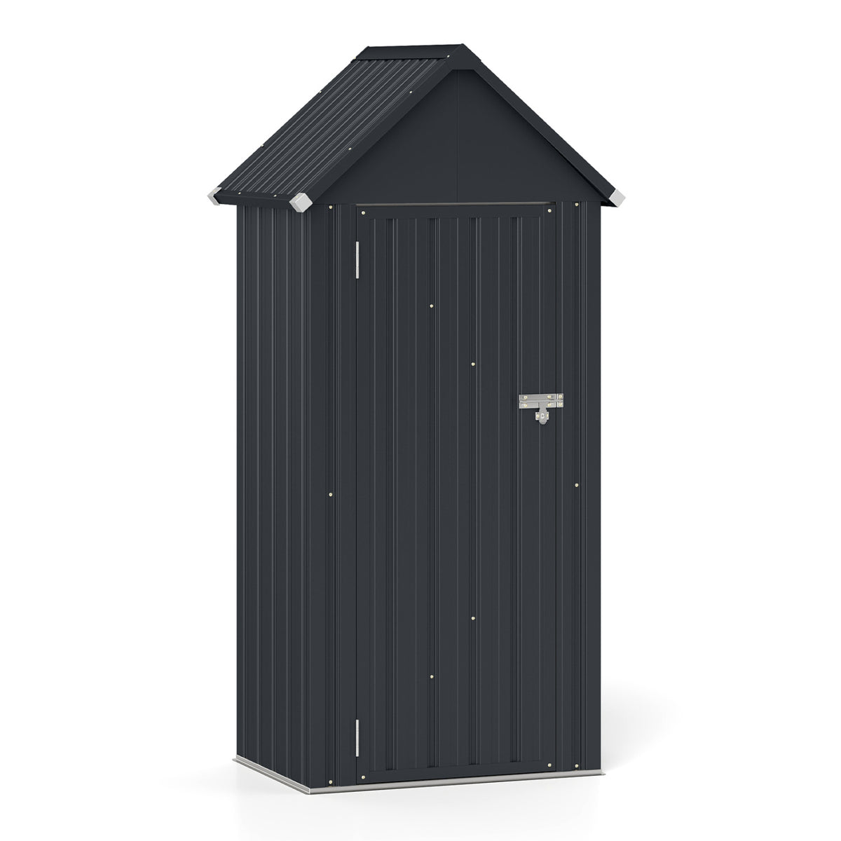 All-Weather Materials Outdoor Storage Shed with Adjustable and Detachable Shelves-Gray