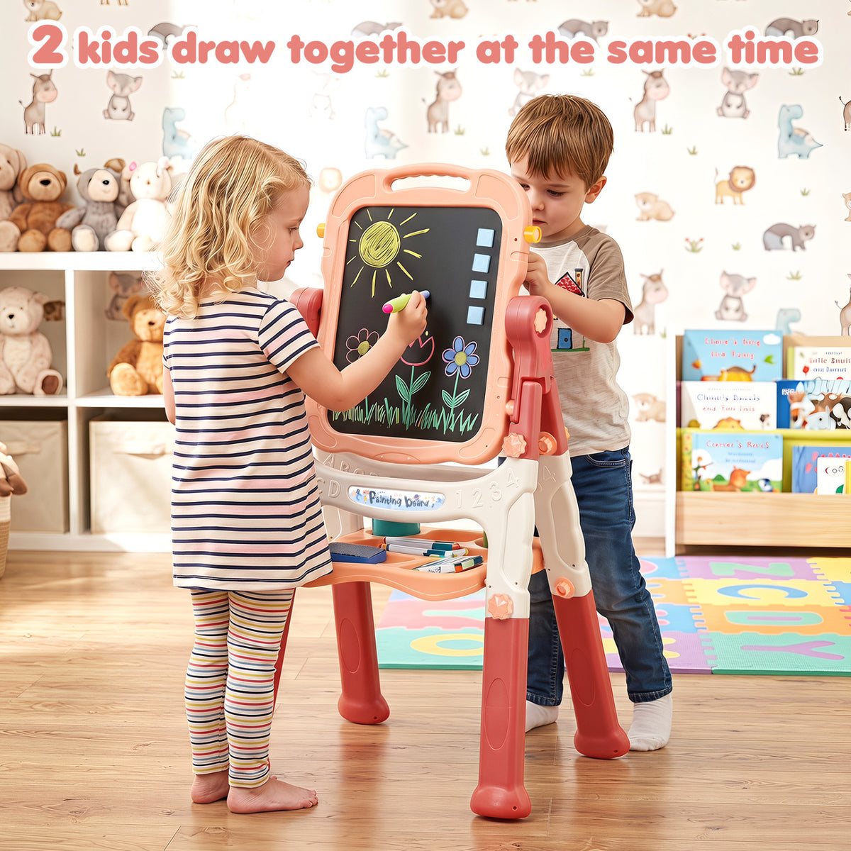 Blue children's art easel with adjustable height, ideal for kids' art projects, by Direct by Wilsons Home Store.