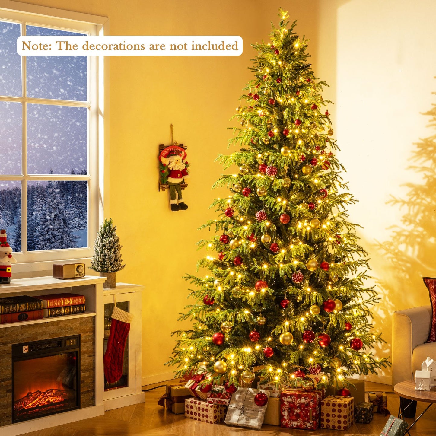 Artificial Christmas Tree with LED Lights and PVC Mixed Branch Tips-8 Feet