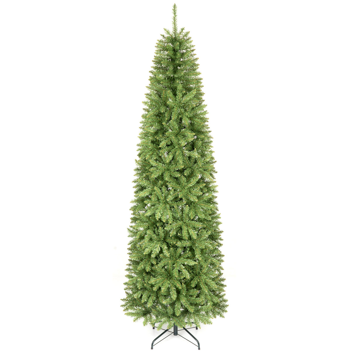 Artificial Pencil Christmas Tree with Full Branch Tips and Folding Metal Stand-7.5 FT