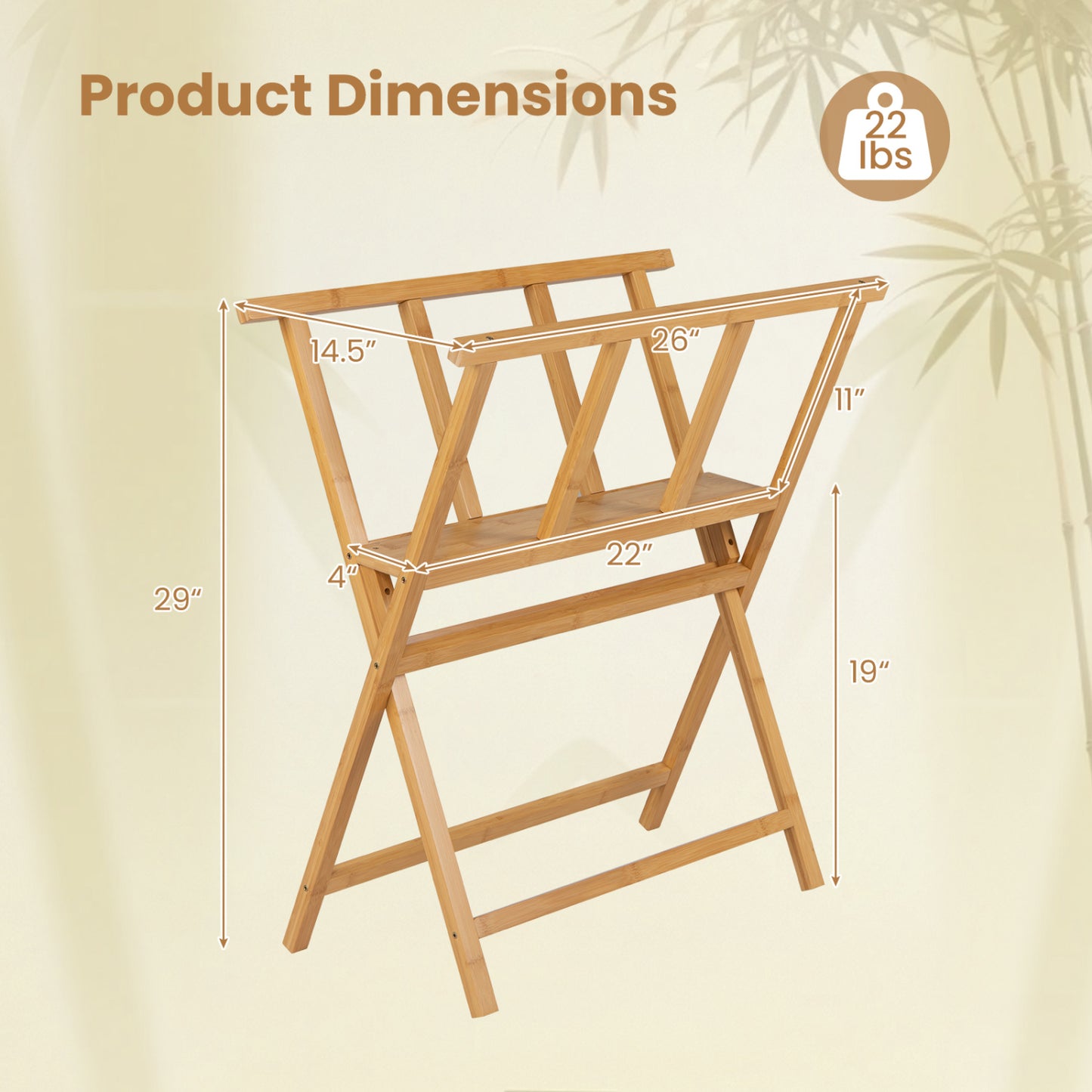 Bamboo art print rack for canvas storage and display, natural finish, ideal for art easels in toys and hobbies spaces.