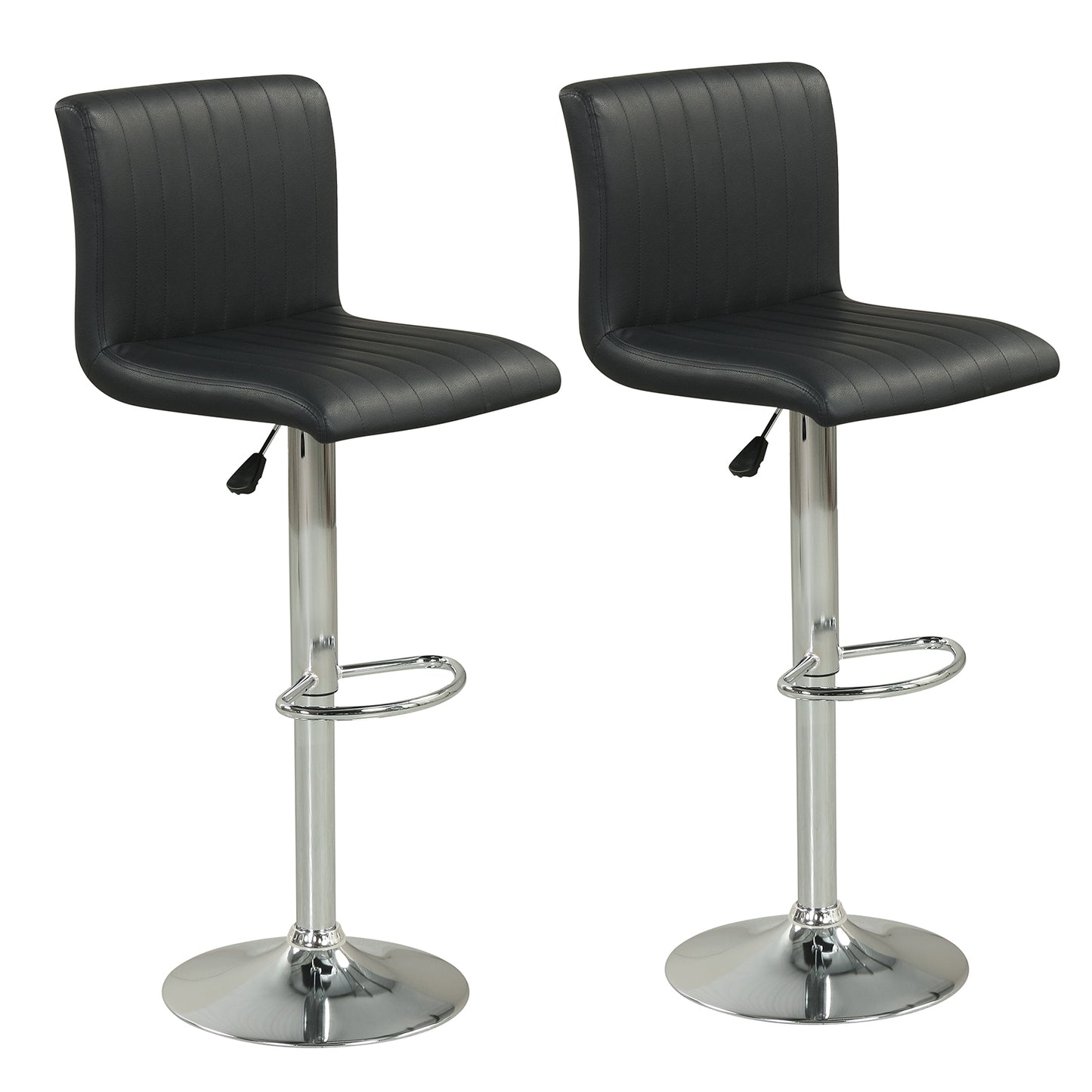 Bar Stools Set of 2 Adjustable Swivel Barstools with Back and Footrest-Black