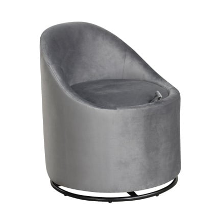 Barrel Chair with Storage 360° Swivel Upholstered Vanity Chair-Beige