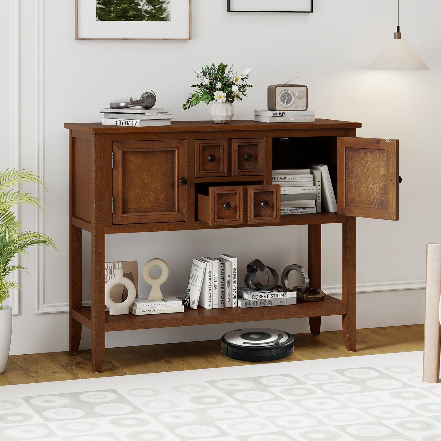 Buffet Sideboard Cabinet with 2 Doors and 2 Drawers-Blue