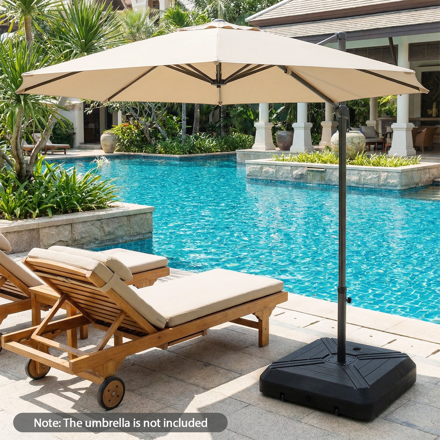Cantilever Offset Umbrella Base with Wheels for Backyard Poolside
